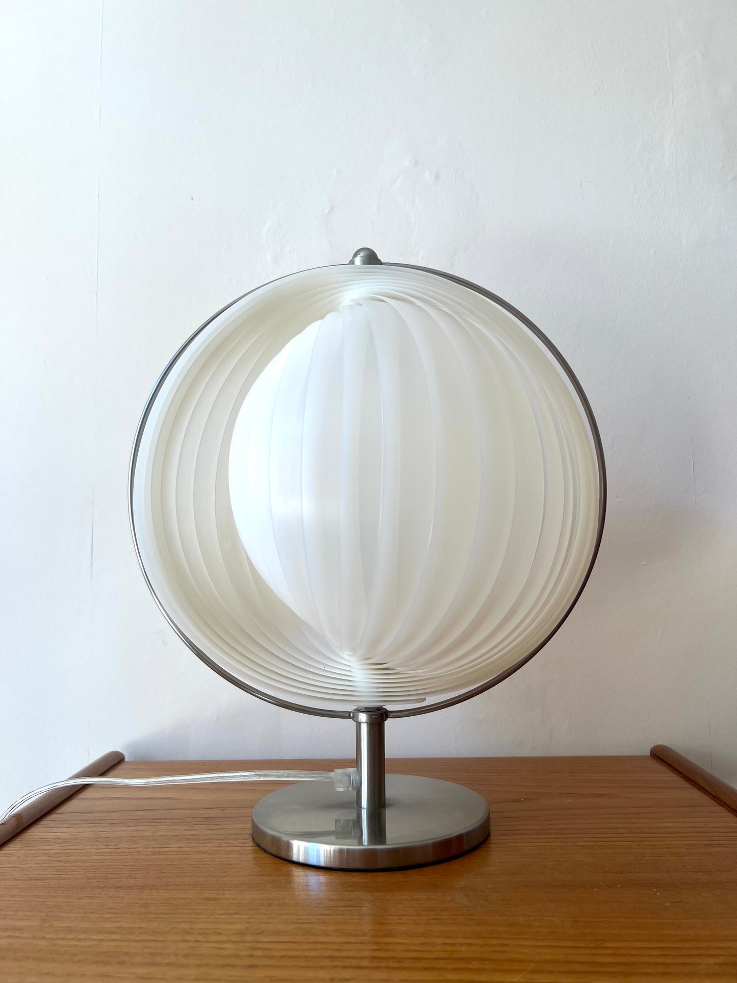 Mid Century White & Silver Moon lamp