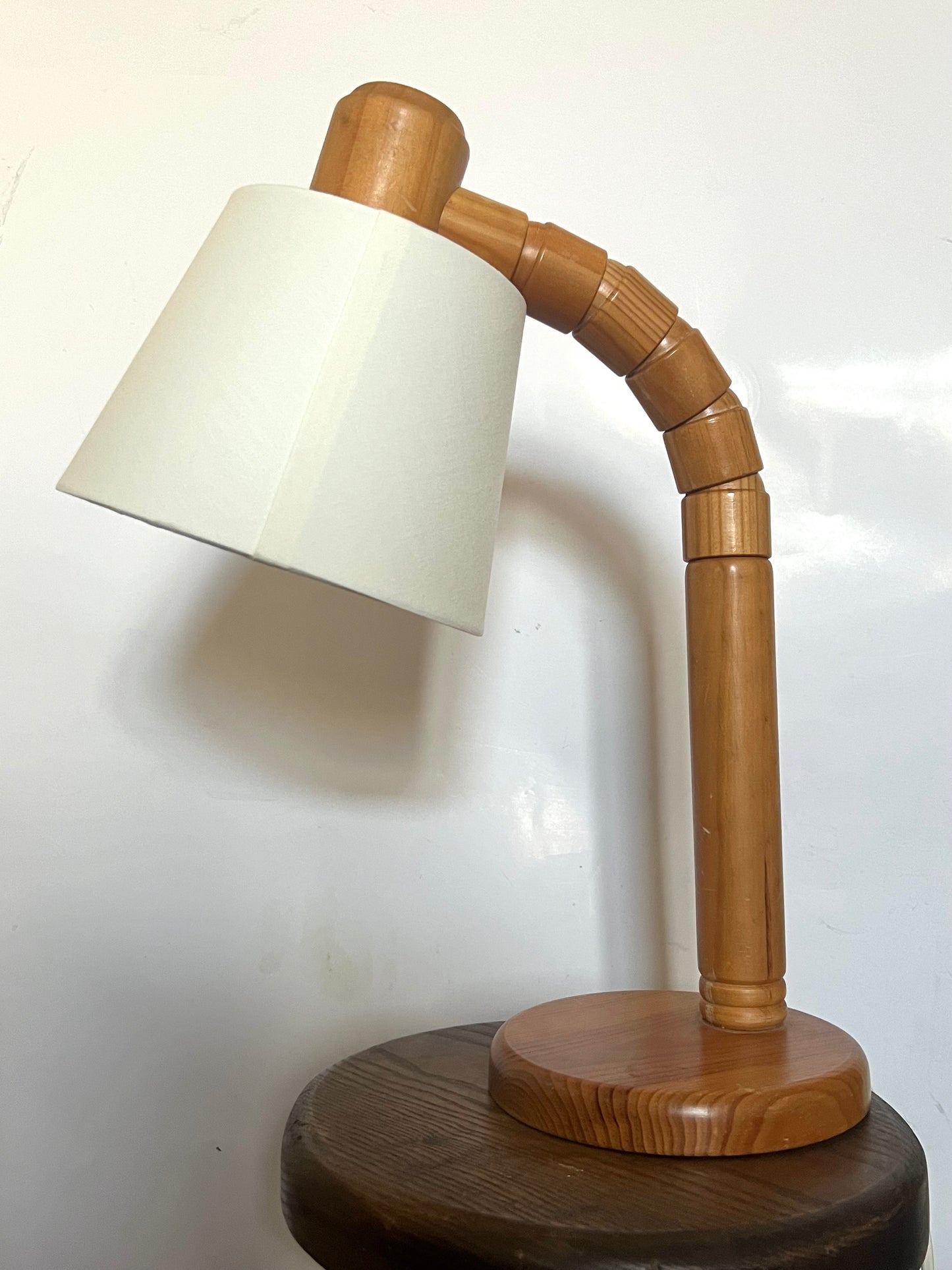 Mid Century Minimalist Brutalist Pine Table Lamp