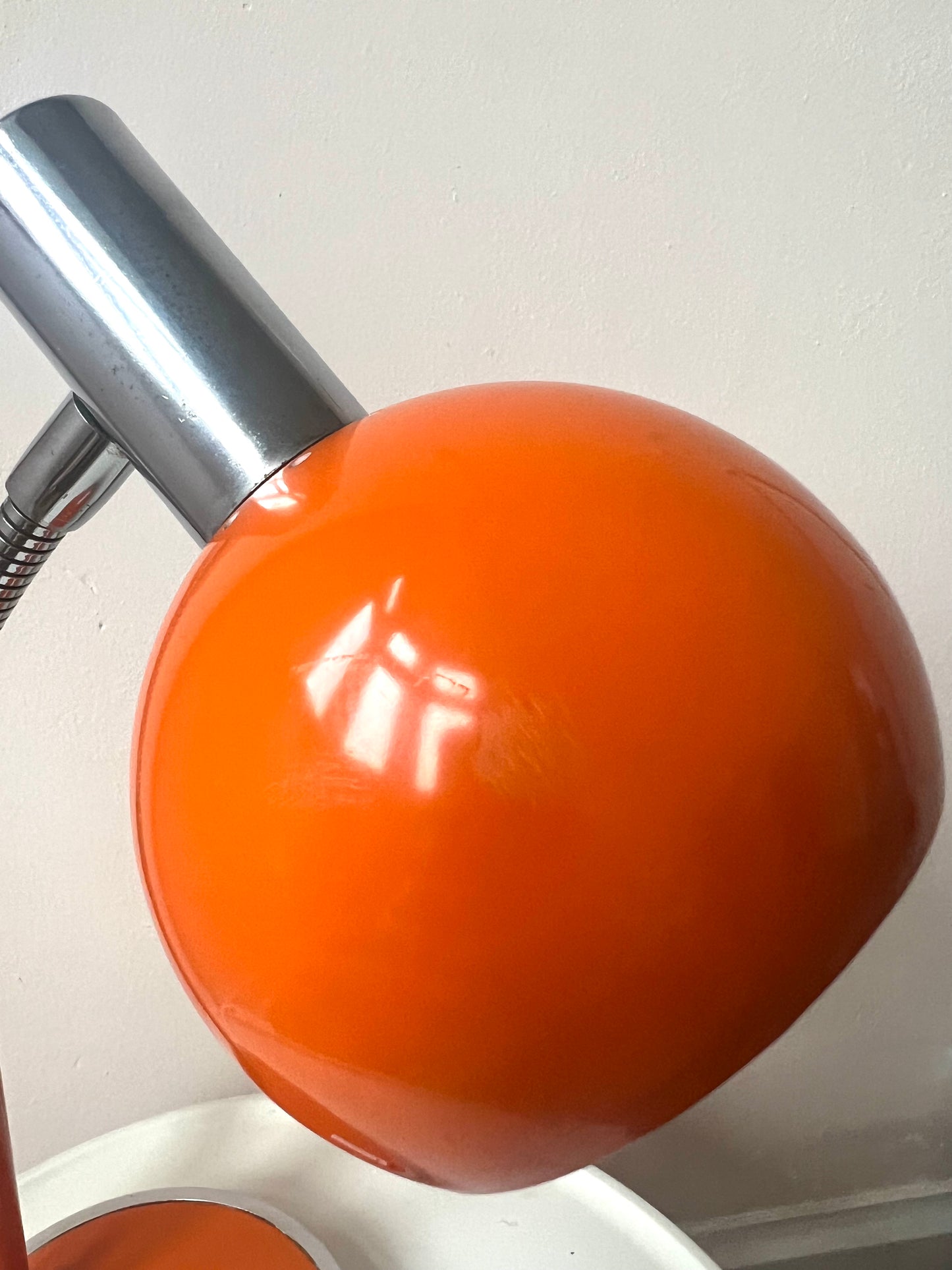 Vintage Mid Century Space Age Orange & Chrome Desk Lamp