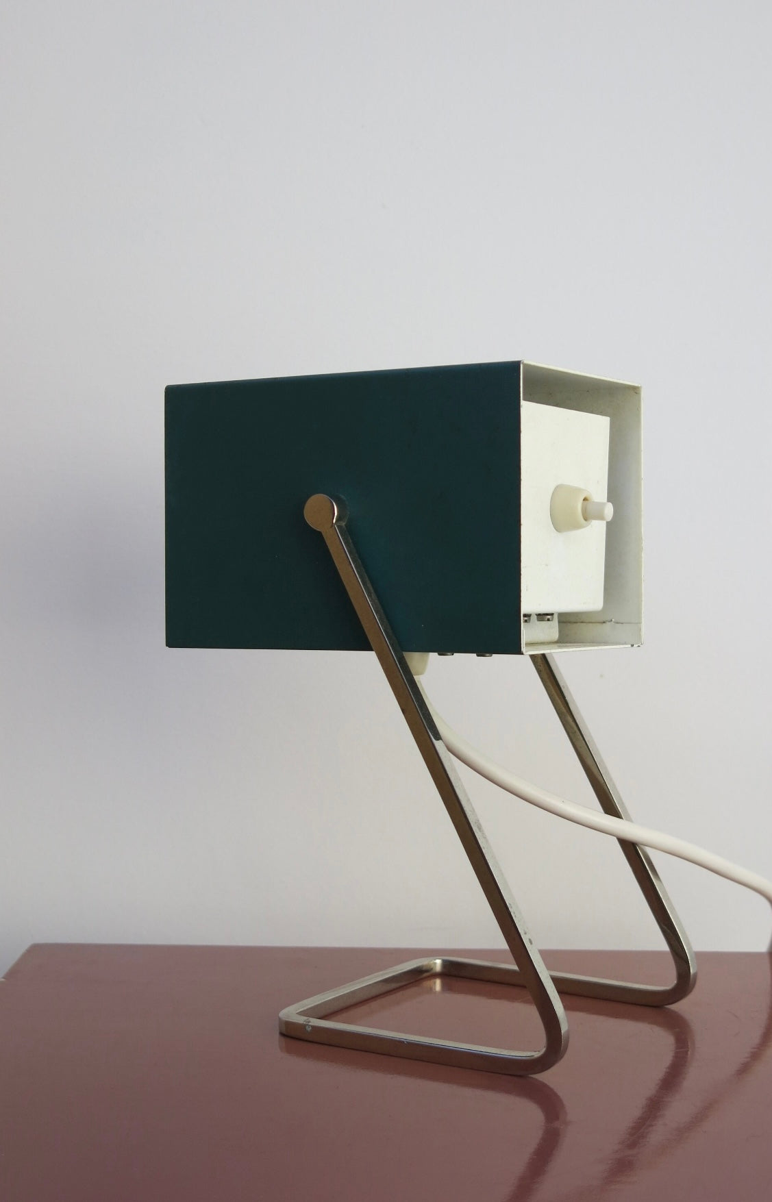 Mid Century Modernist Kaiser Leuchten Turquoise Cube Desk Lamp