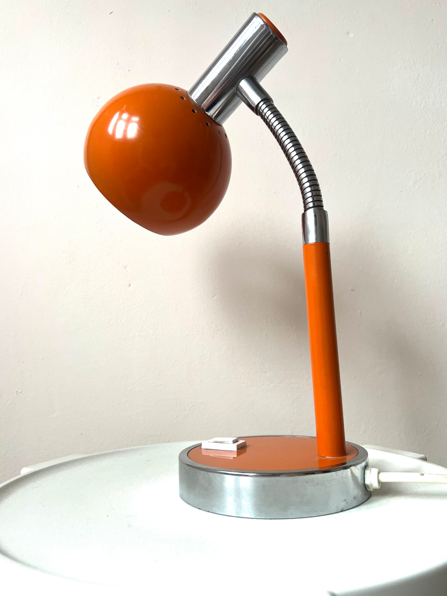 Vintage Mid Century Space Age Orange & Chrome Desk Lamp