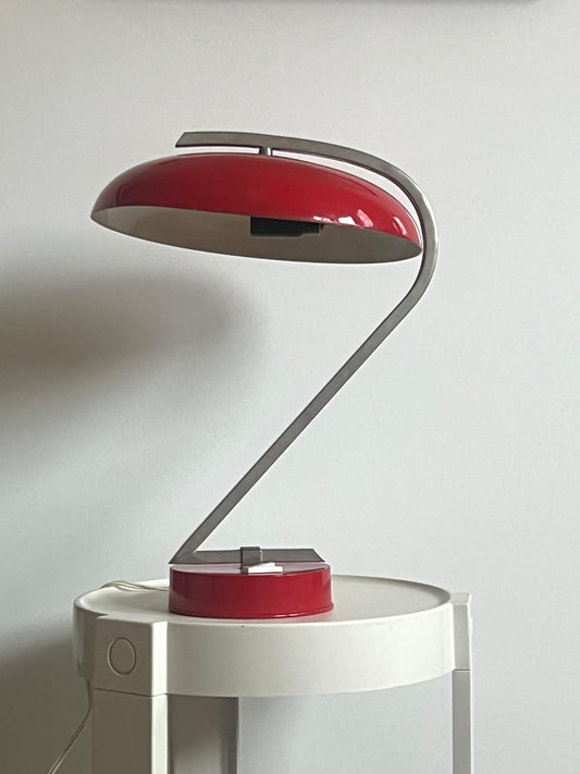 Mid Century Red UFO Saucer Table Lamp