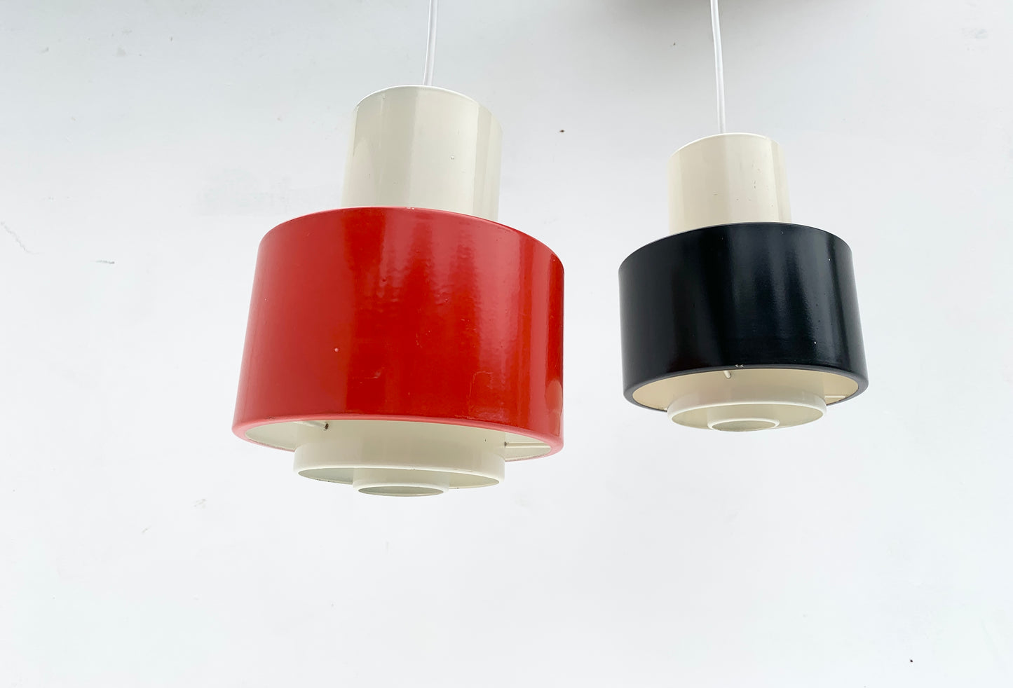 Mid Century Industrial Black & White Pendant Lamp