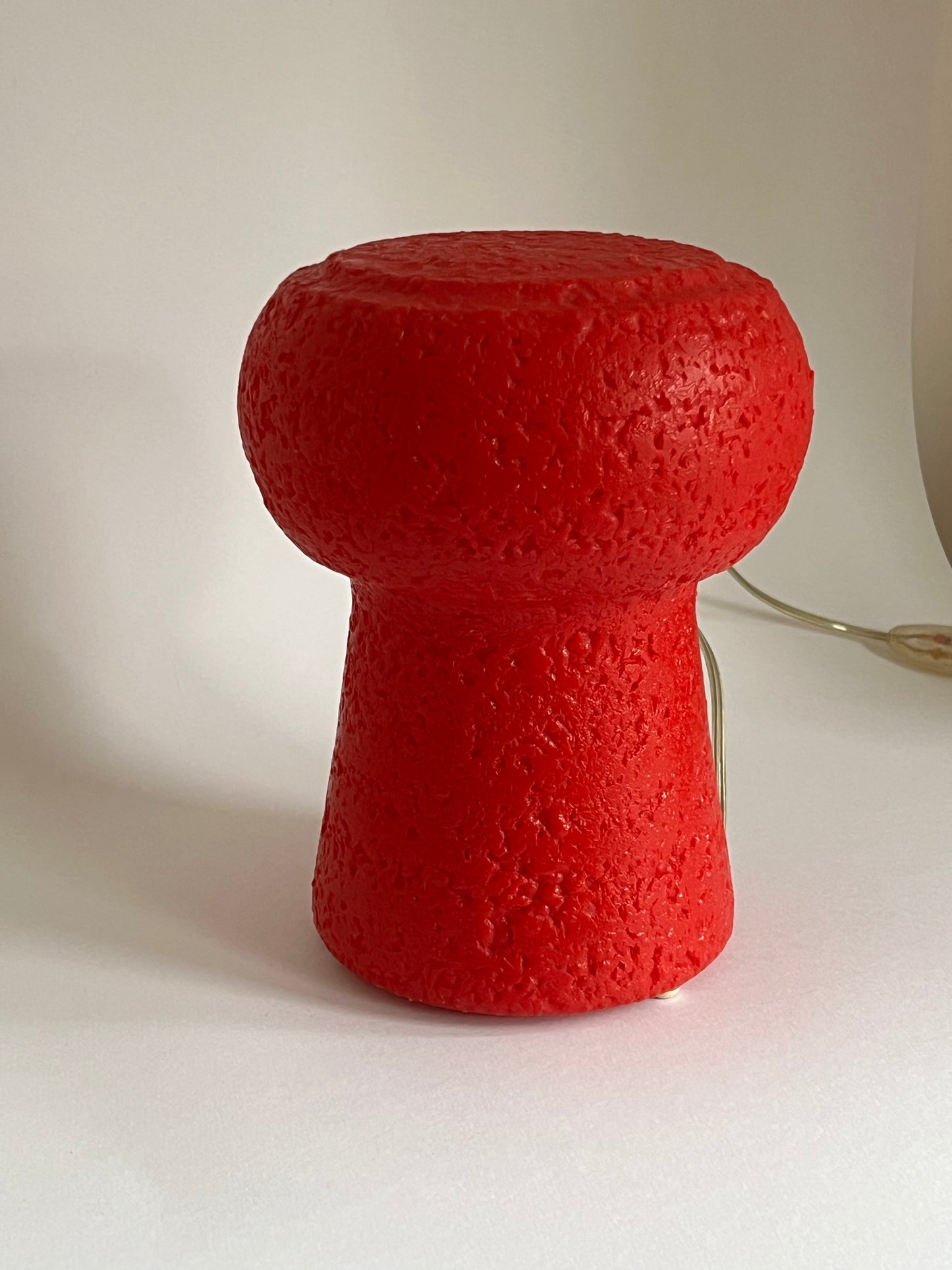 Mid Century Red Champagne Cork Lamp by Pierfrancesco Arnone