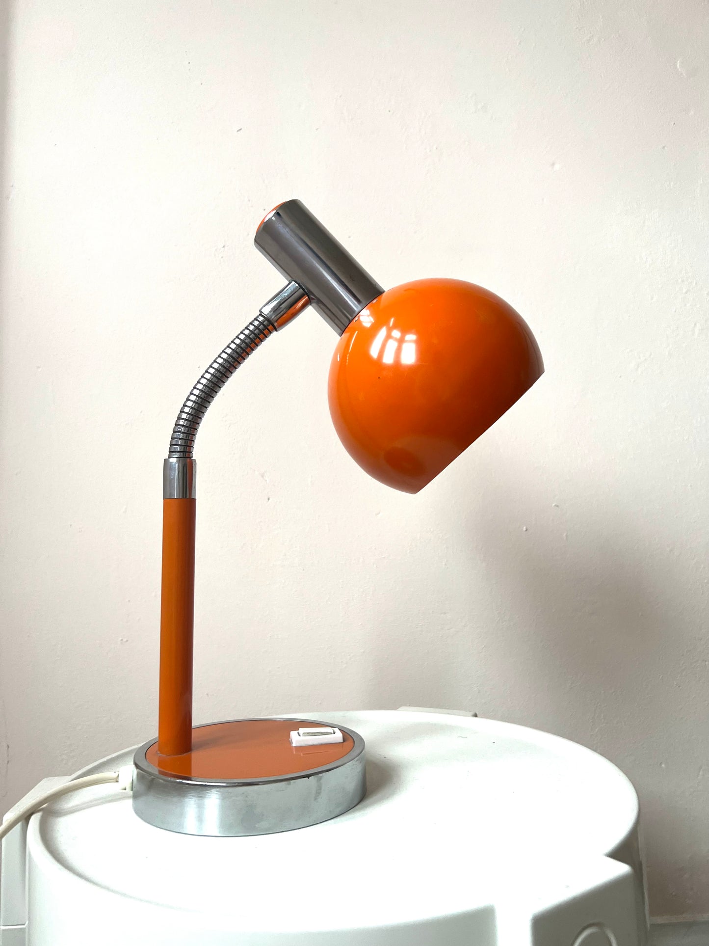 Vintage Mid Century Space Age Orange & Chrome Desk Lamp