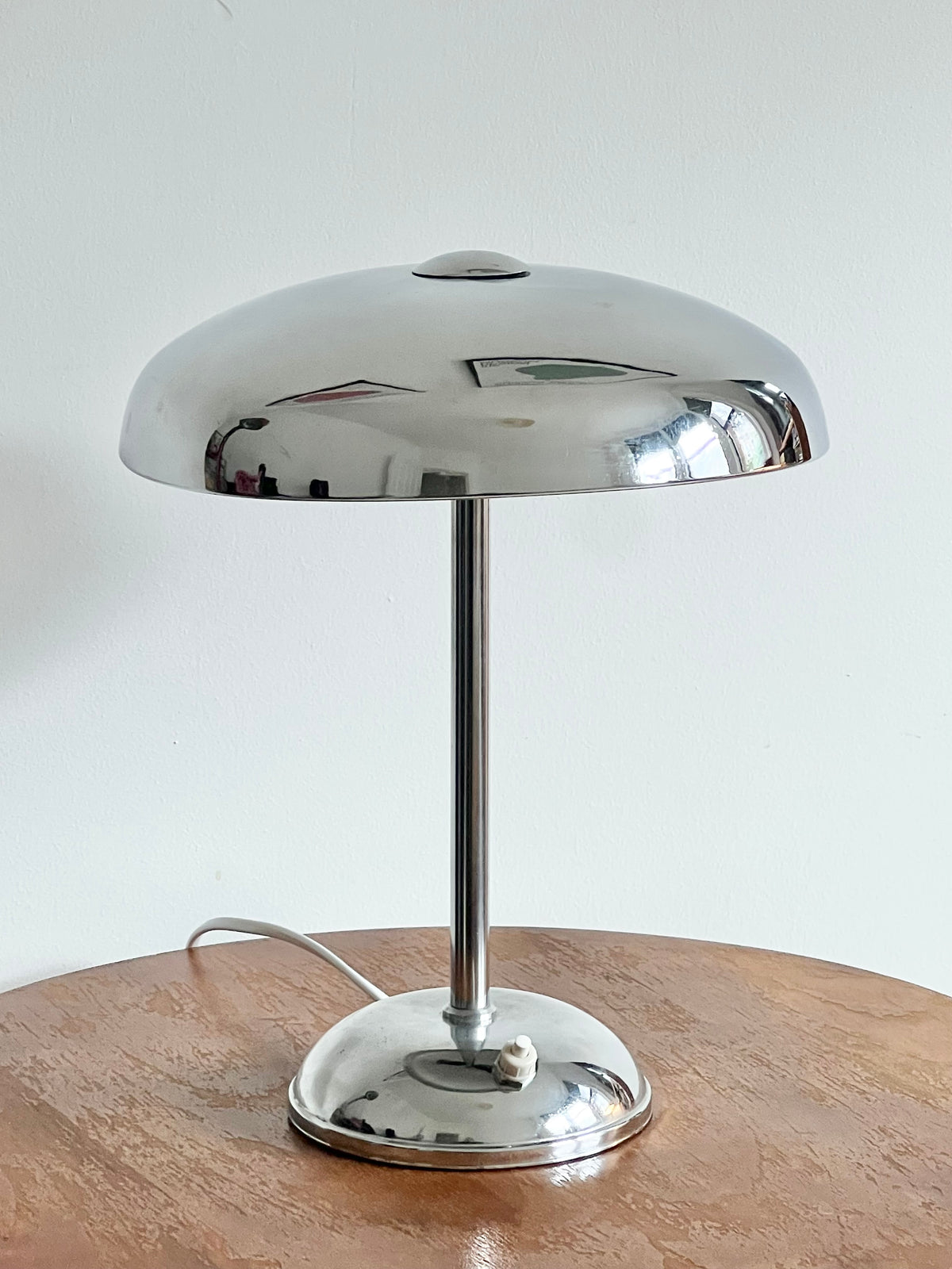 Art Deco Modernist Chrome Mushroom Table Lamp