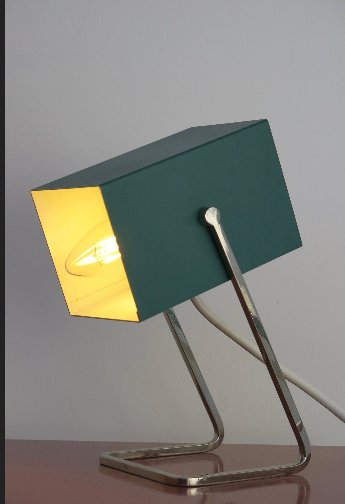 Mid Century Modernist Kaiser Leuchten Turquoise Cube Desk Lamp