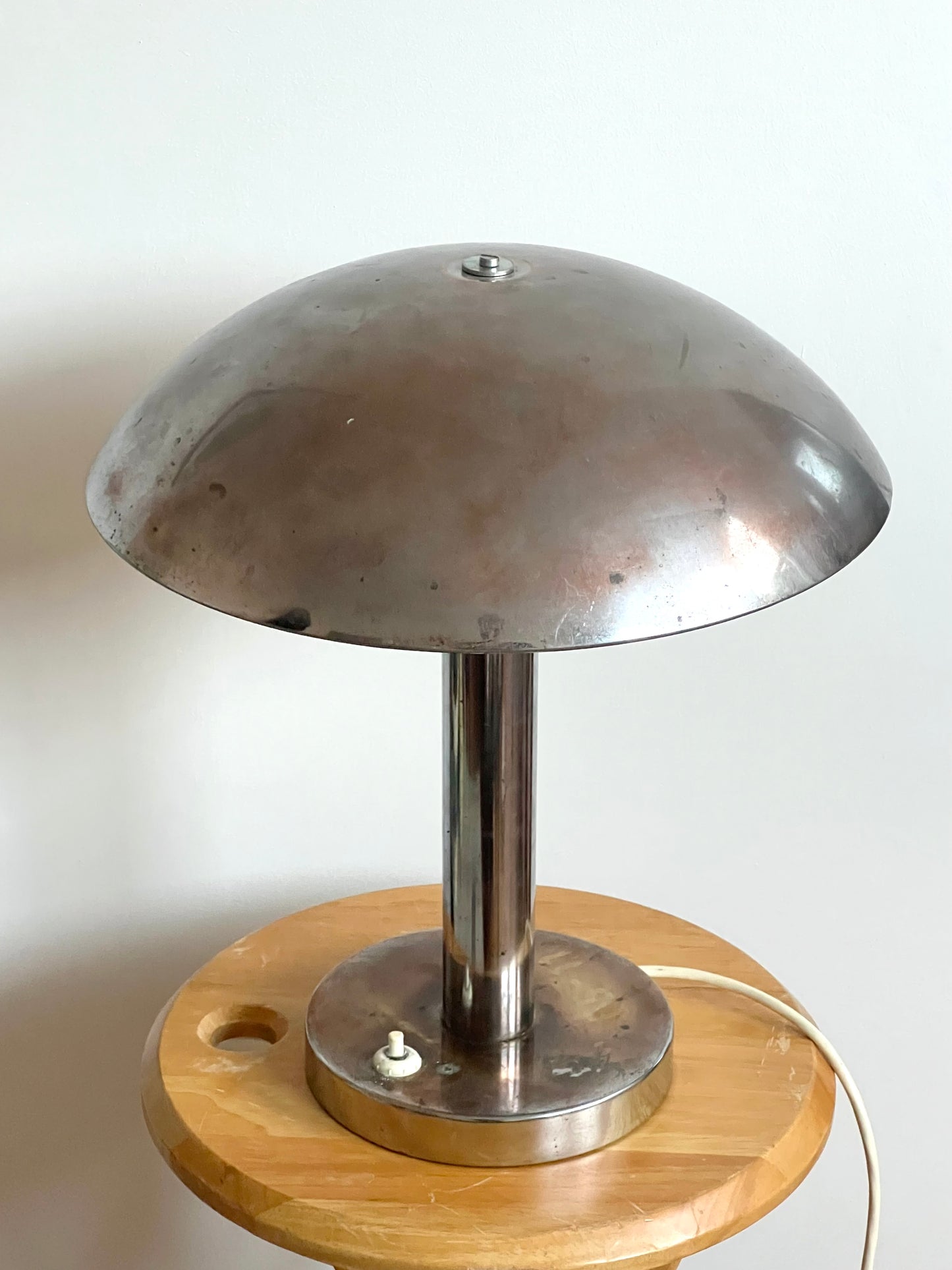 Art Deco Mid Century Funktionalist Chrome Mushroom Table Lamp