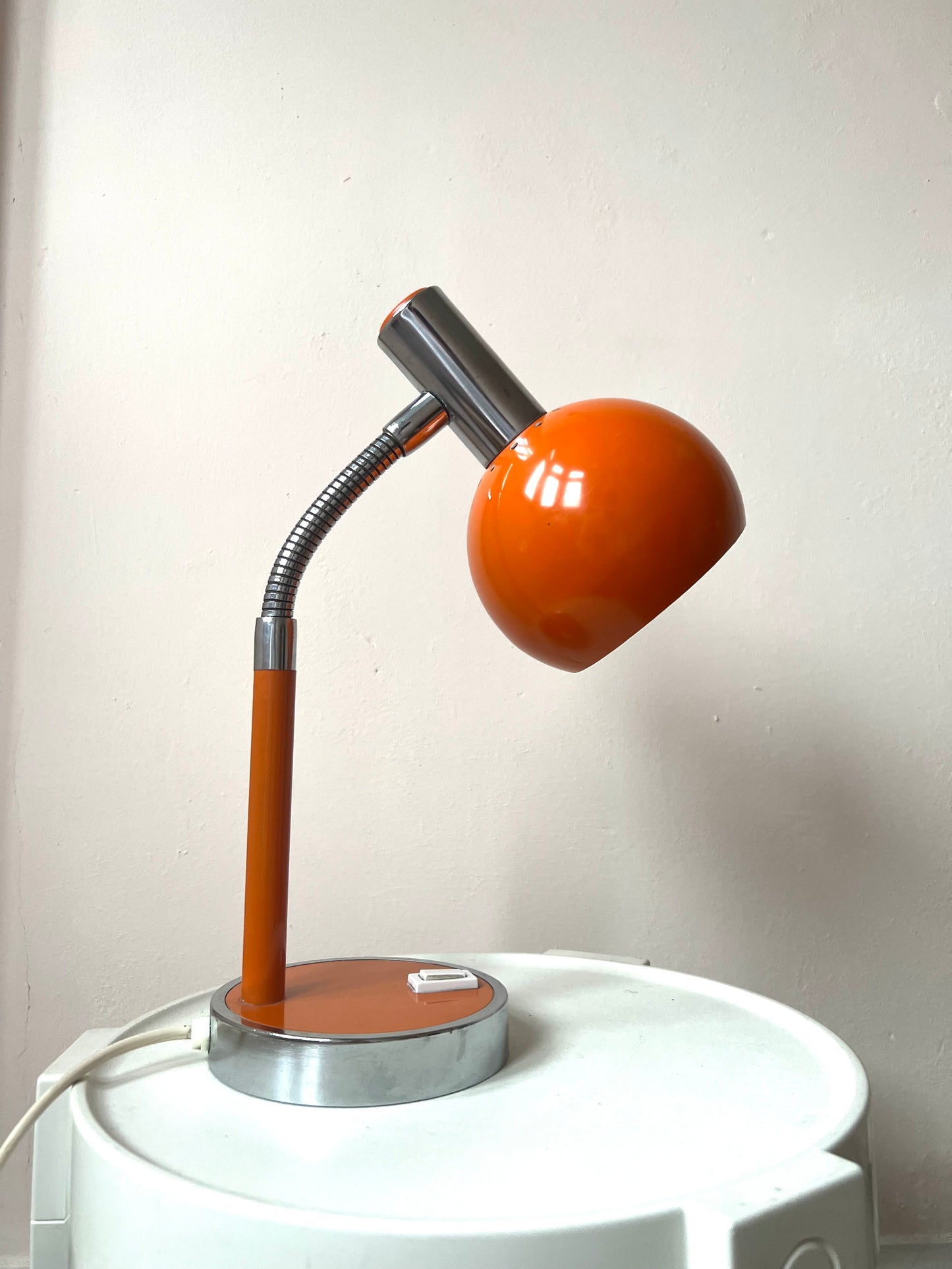 Vintage Mid Century Space Age Orange & Chrome Desk Lamp