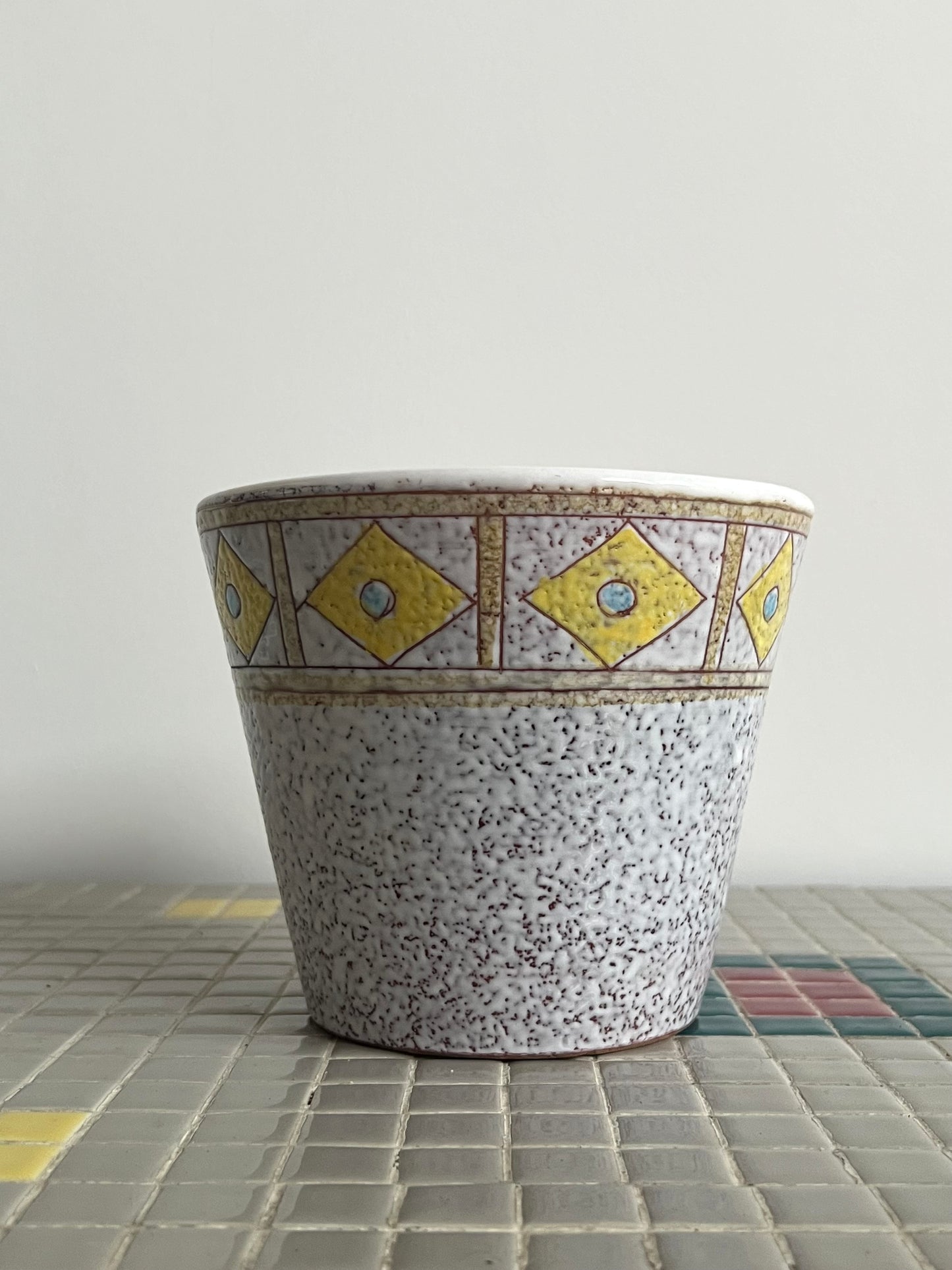 Mid Century Patterned Plant  Pot
