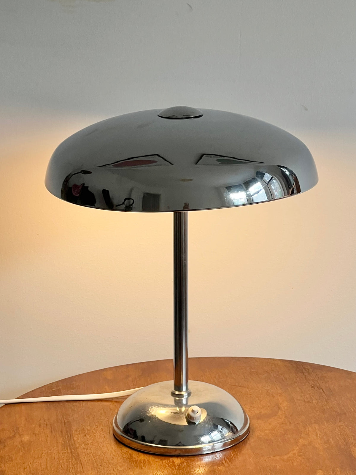 Art Deco Modernist Chrome Mushroom Table Lamp