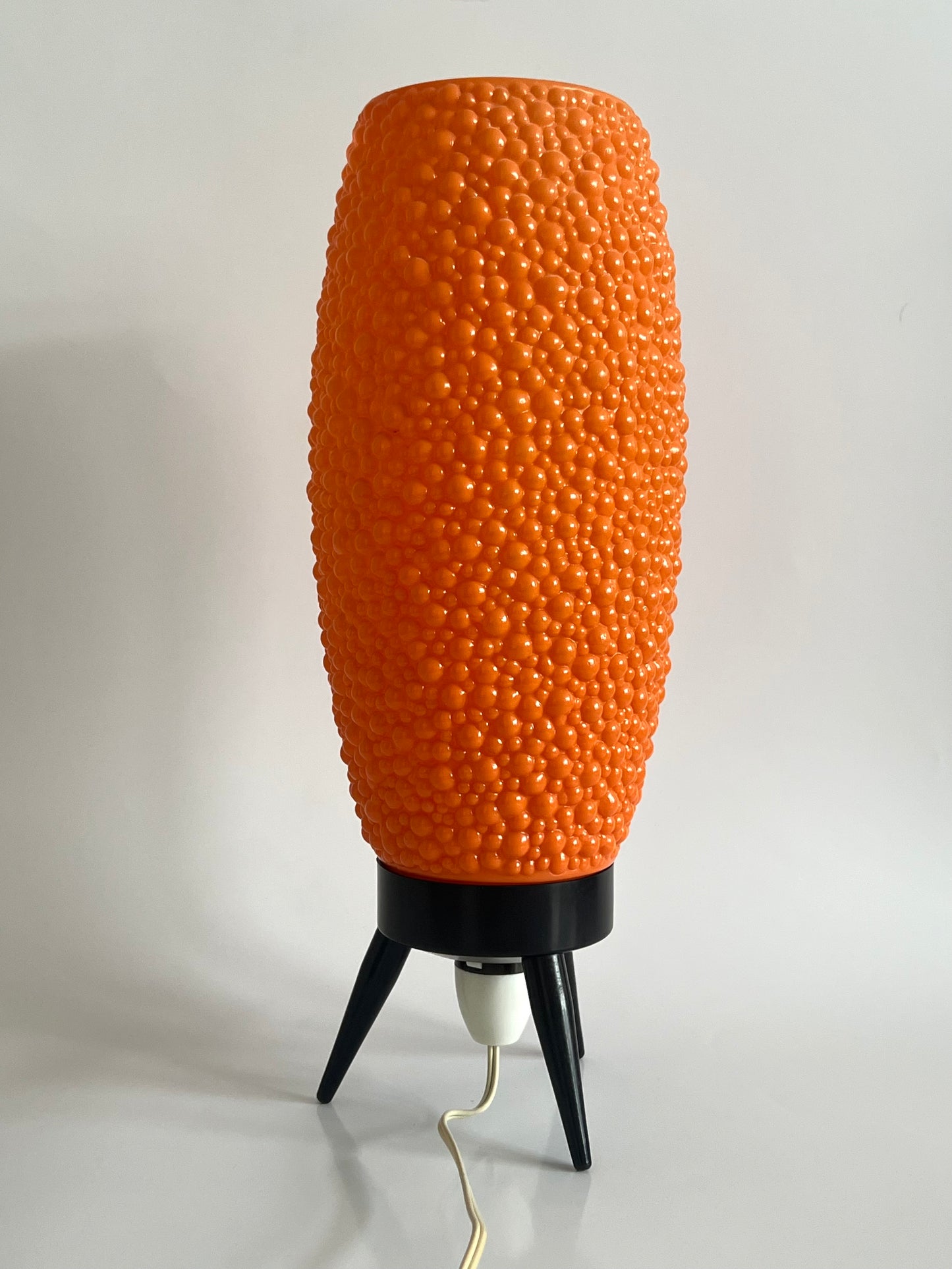 Mid Century Modern Orange Bubble Tripod Lamp