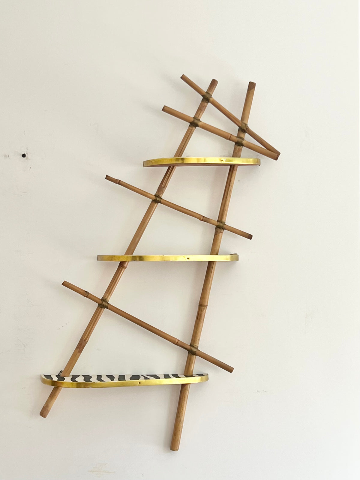 Vintage Mid Century Modern German Tiered Wall Shelving Unit