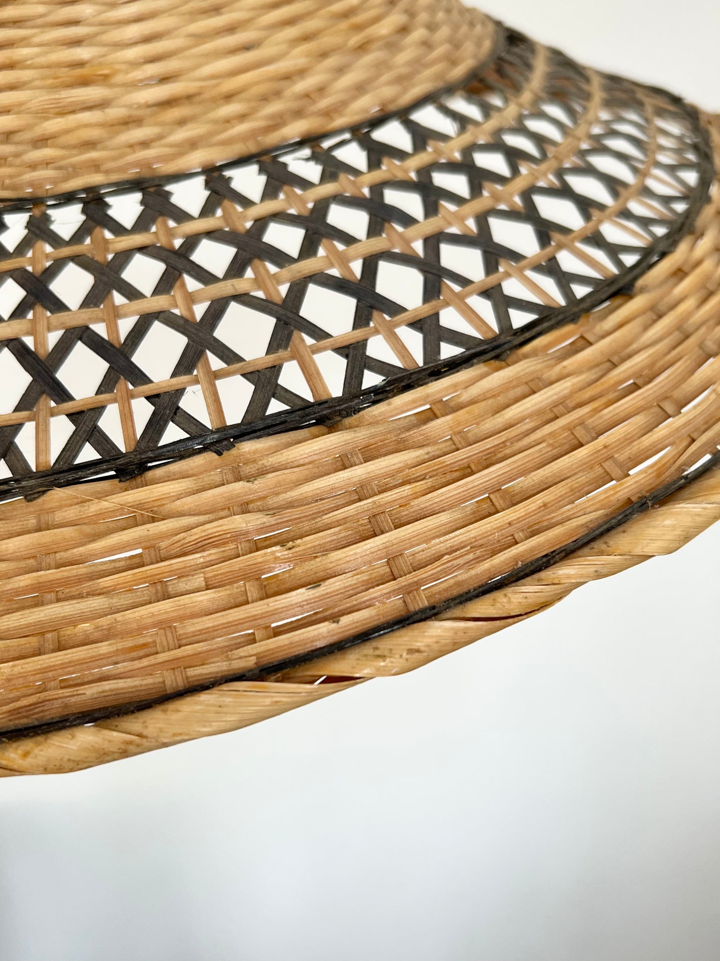 Mid Century Large Rattan & Wicker Pendant Lampshade