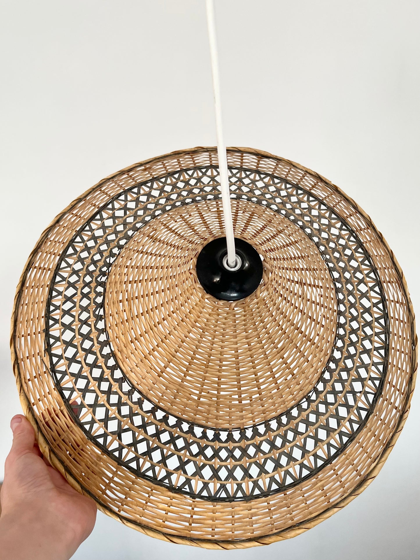 Mid Century Large Rattan & Wicker Pendant Lampshade