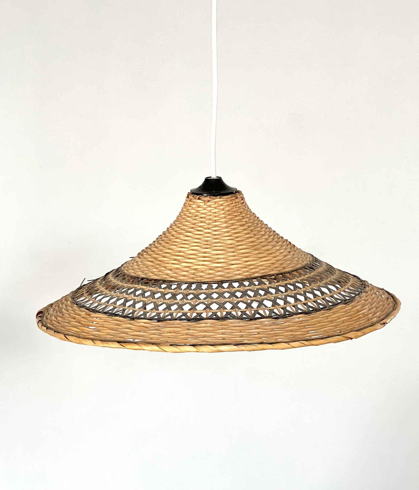 Mid Century Large Rattan & Wicker Pendant Lampshade