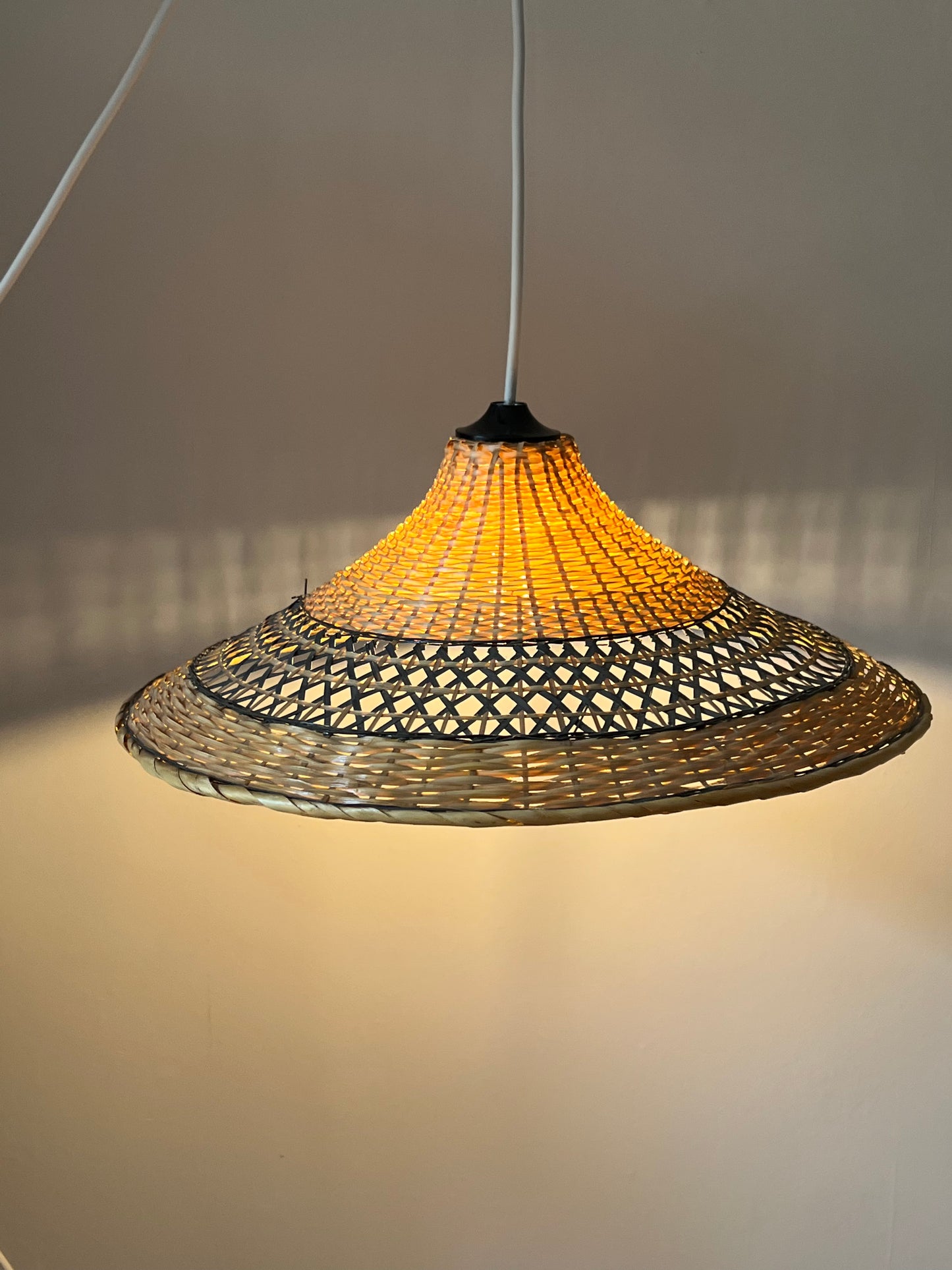 Mid Century Large Rattan & Wicker Pendant Lampshade