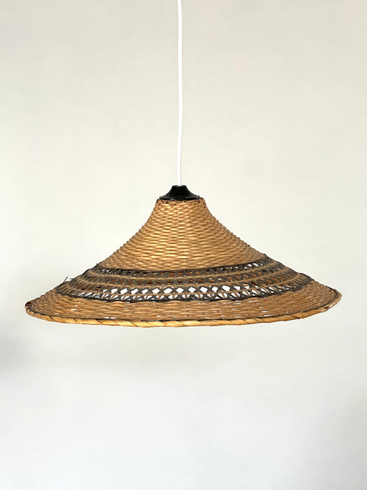 Mid Century Large Rattan & Wicker Pendant Lampshade