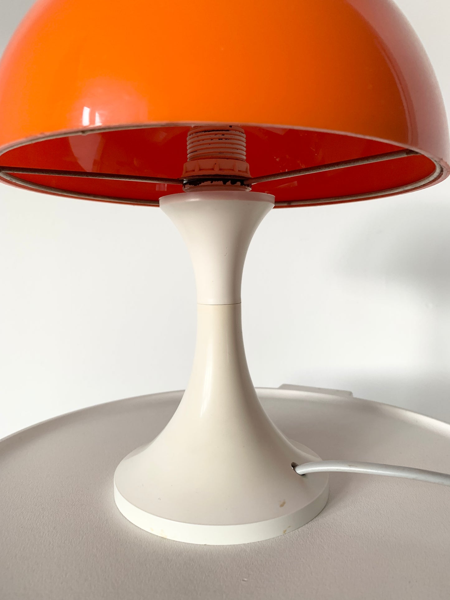 Vintage 1970's Orange & White Mushroom Lamp