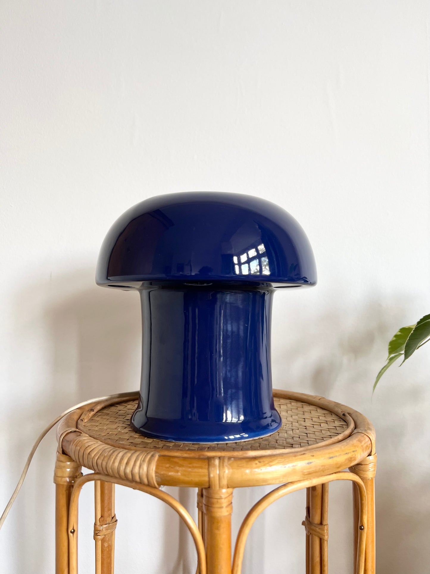 Mid Century Navy Blue Ceramic Mushroom lamp