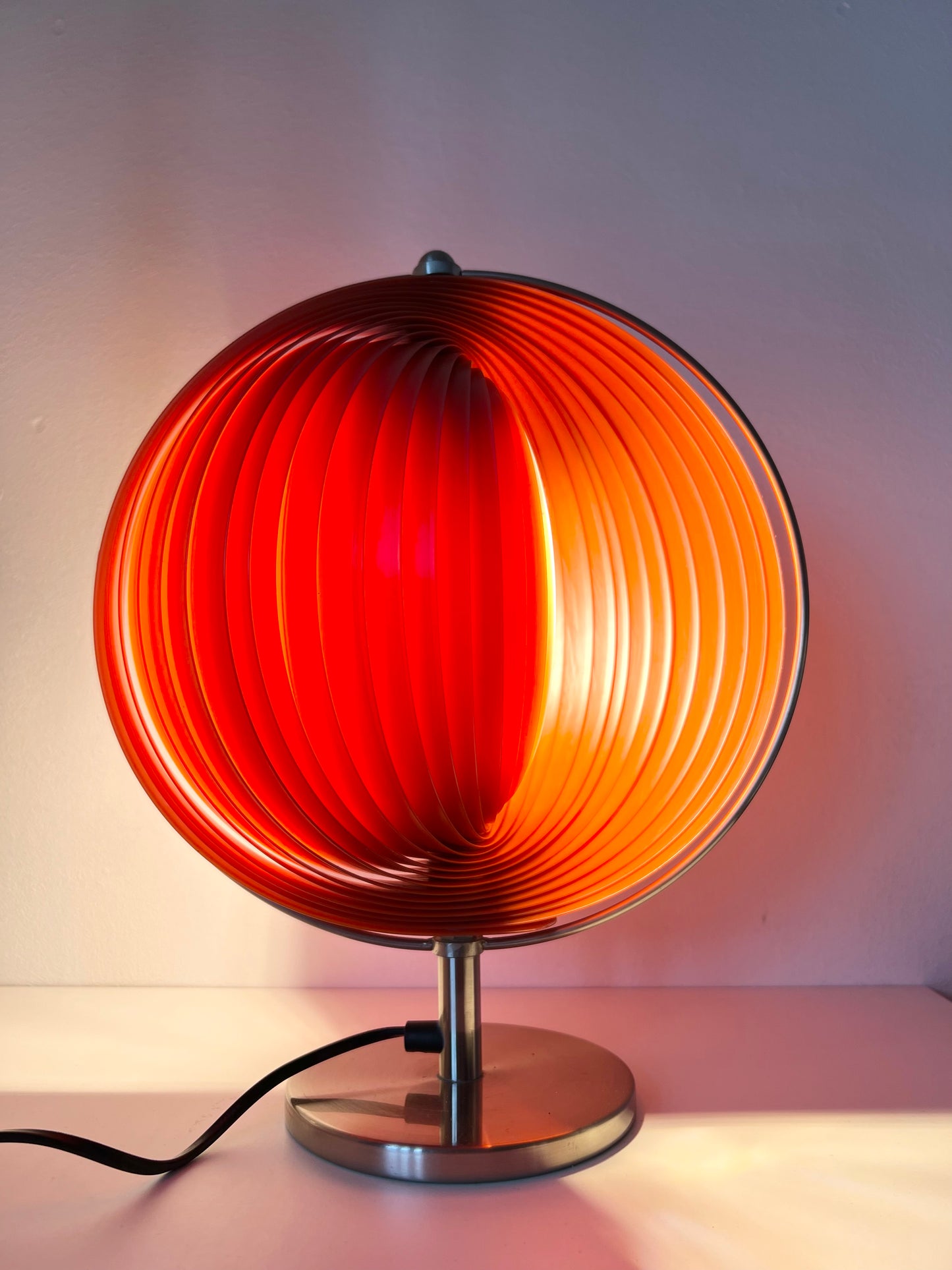 Mid Century Red & Silver Moon lamp By Kare Design