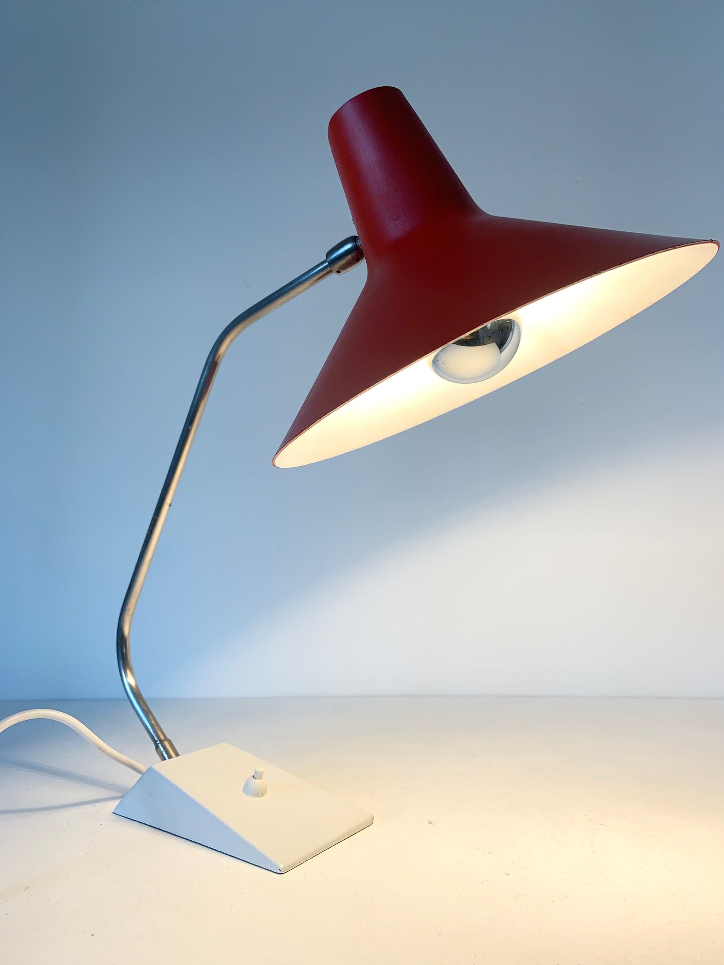 Mid Century Red & White Table Lamp By SIS