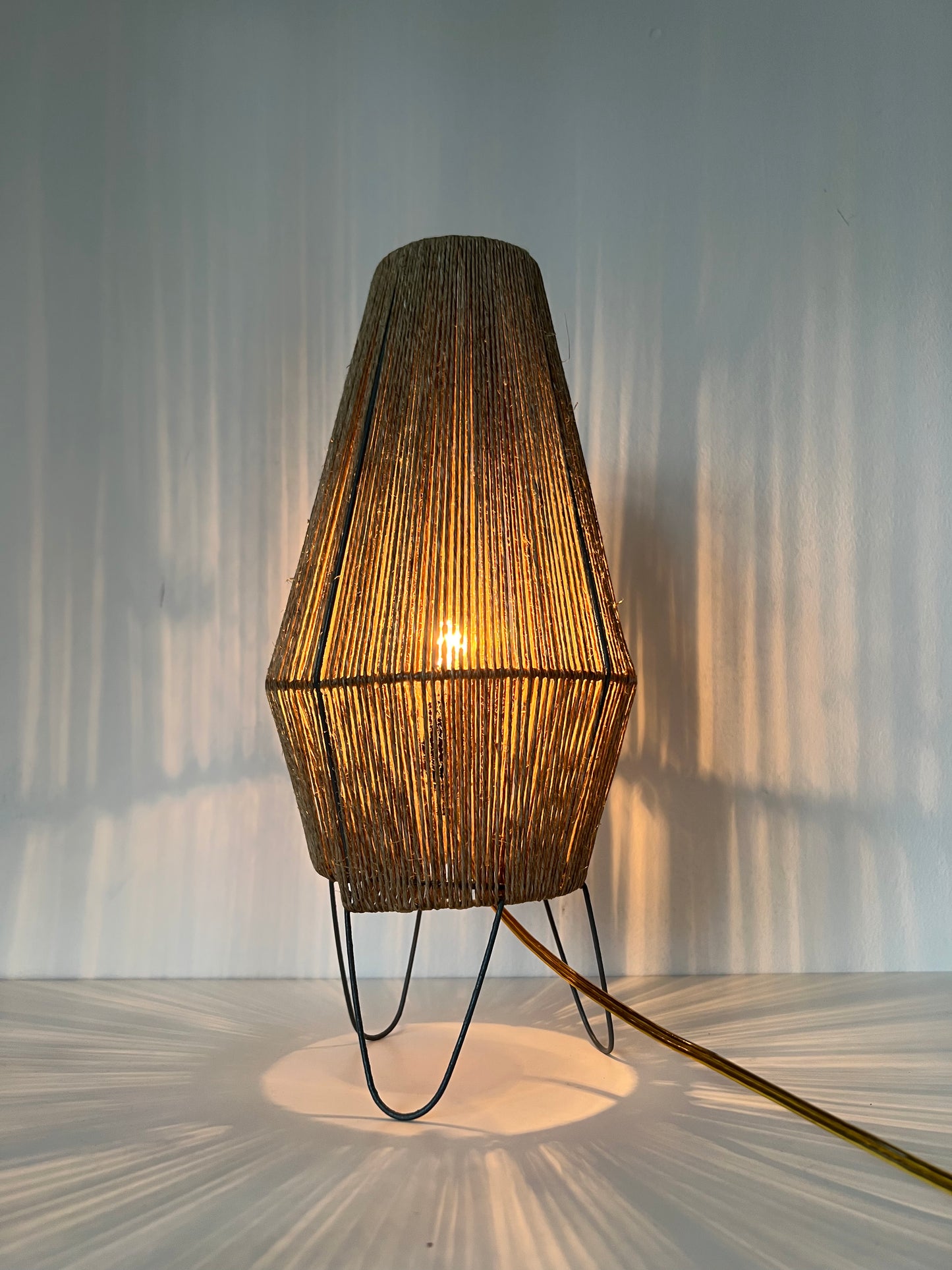 Mid Century Raffia Table Lamp