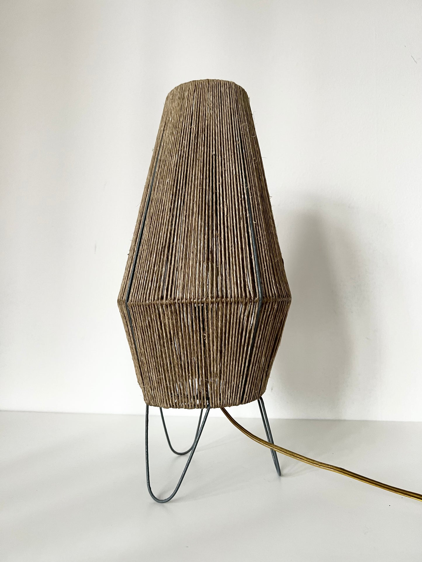 Mid Century Raffia Table Lamp