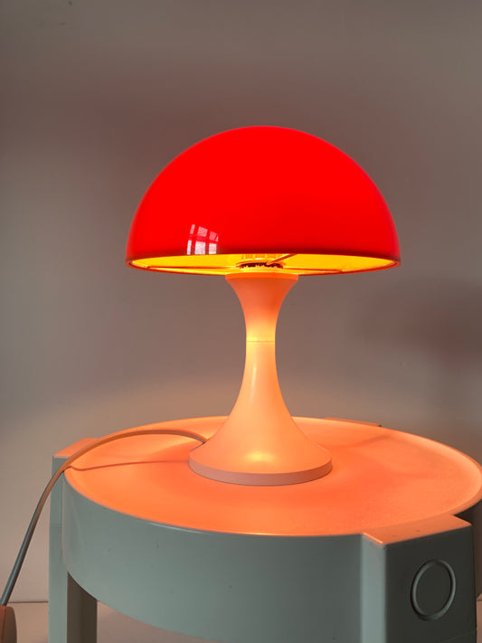 Vintage 1970's Orange & White Mushroom Lamp