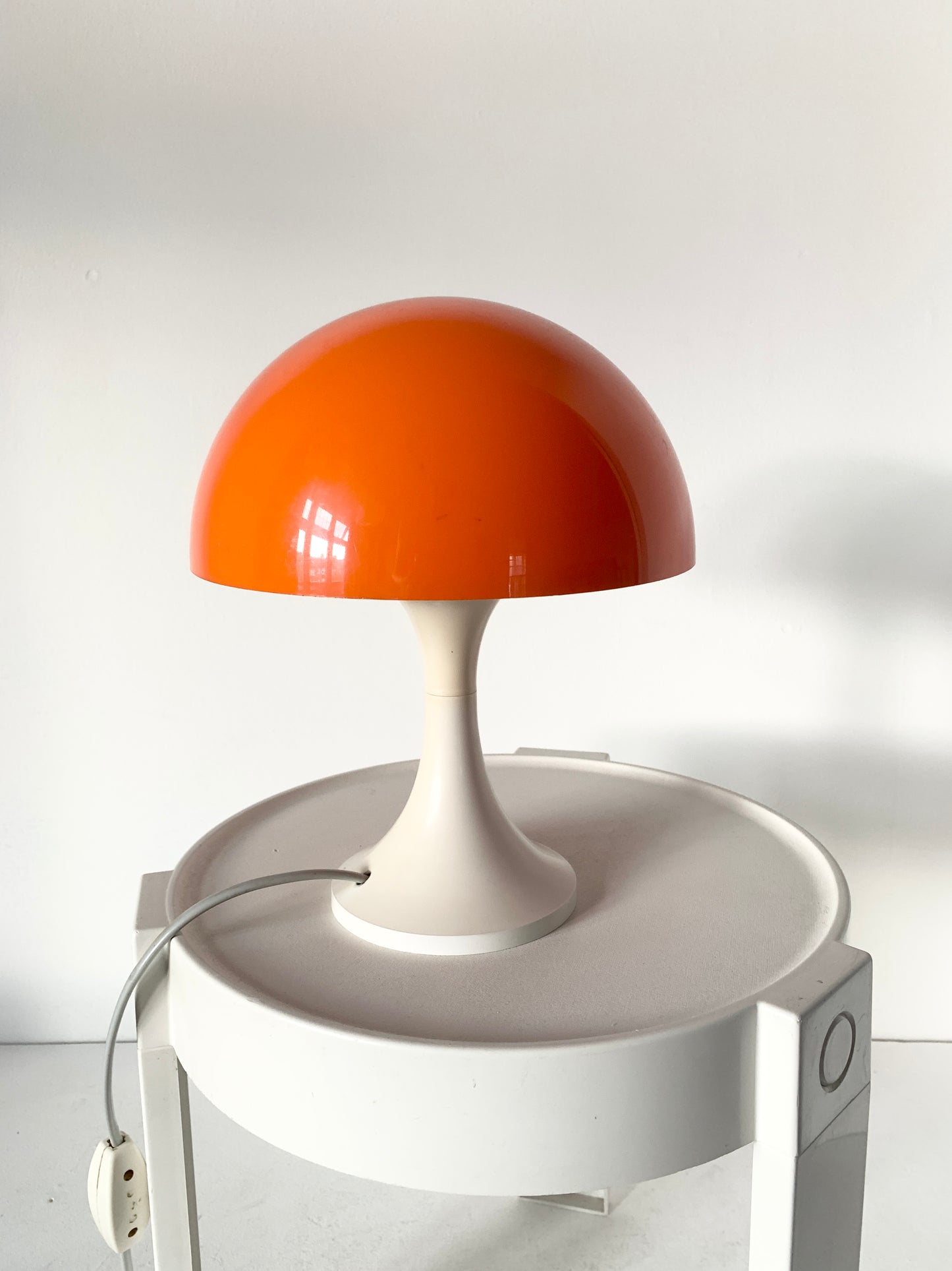 Vintage 1970's Orange & White Mushroom Lamp