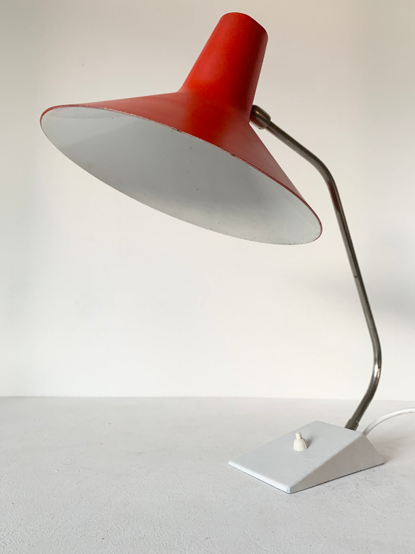 Mid Century Red & White Table Lamp By SIS