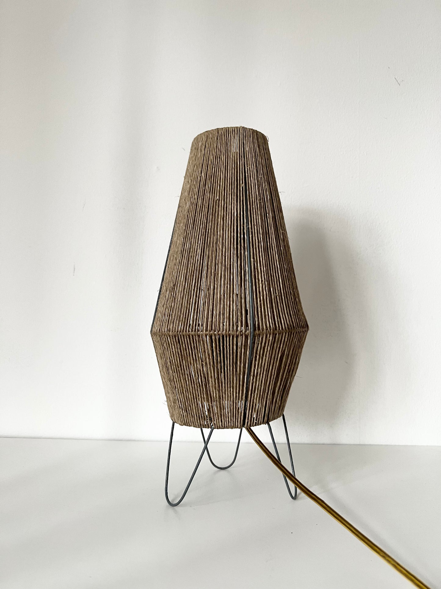 Mid Century Raffia Table Lamp