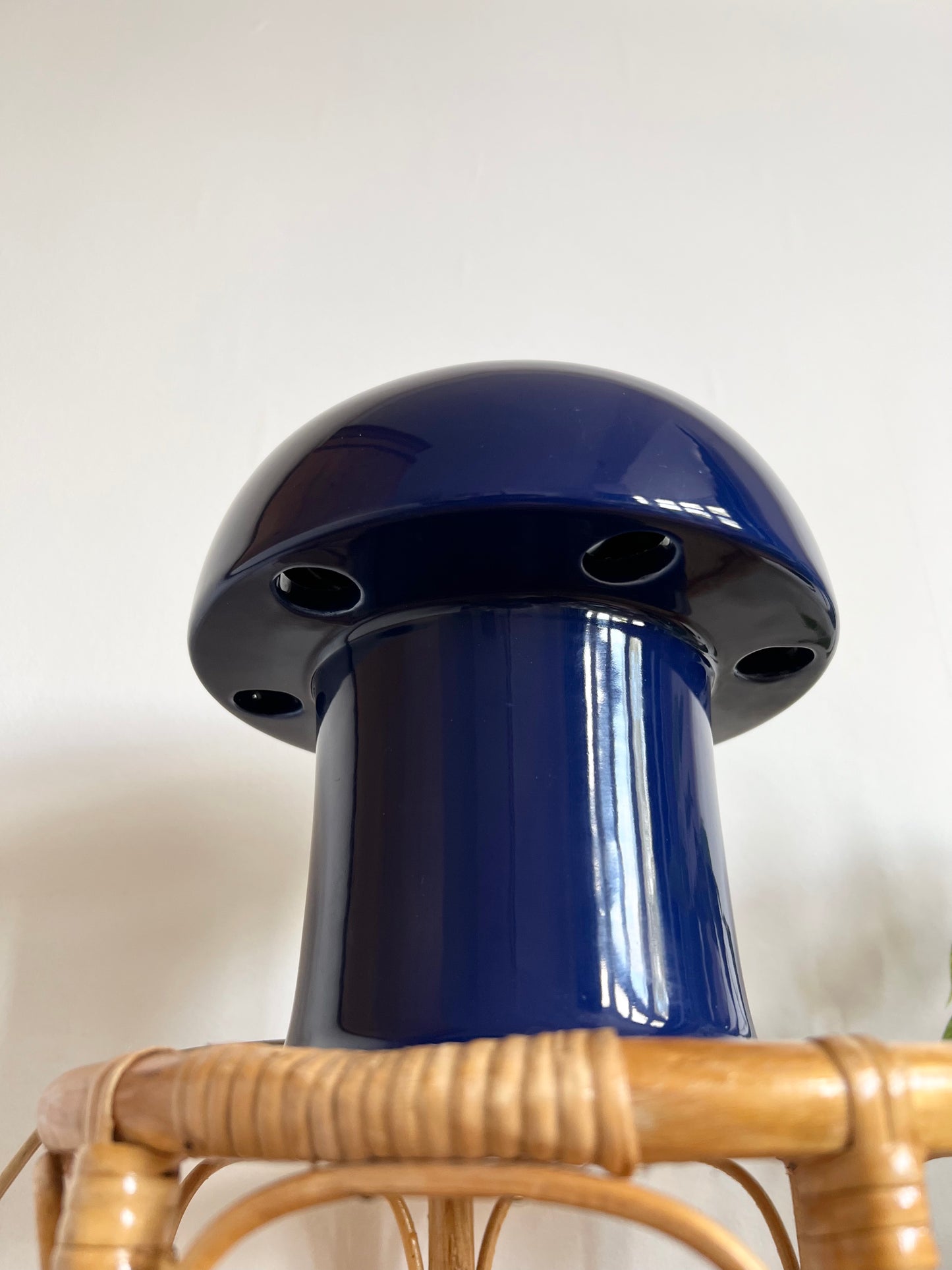 Mid Century Navy Blue Ceramic Mushroom lamp