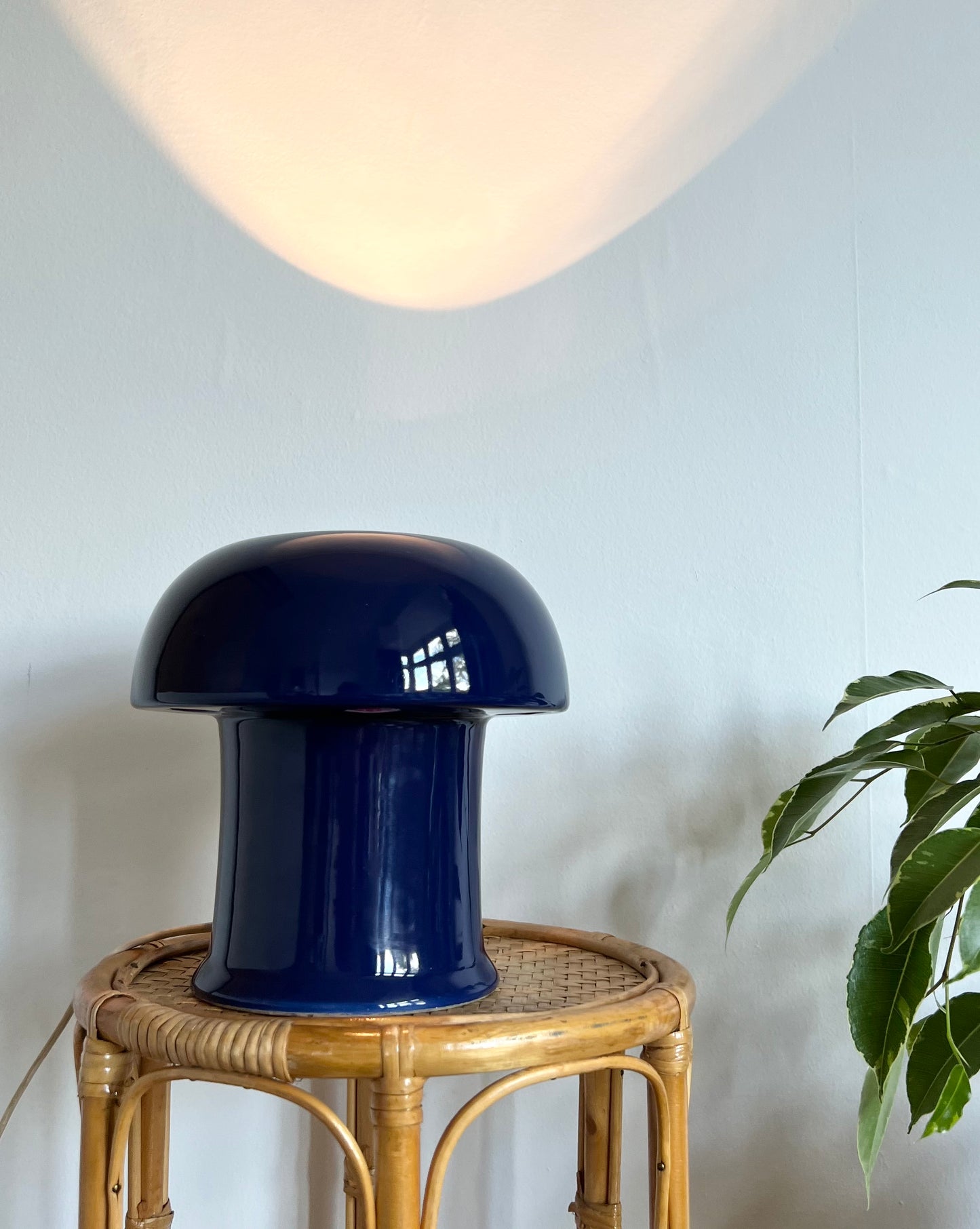 Mid Century Navy Blue Ceramic Mushroom lamp