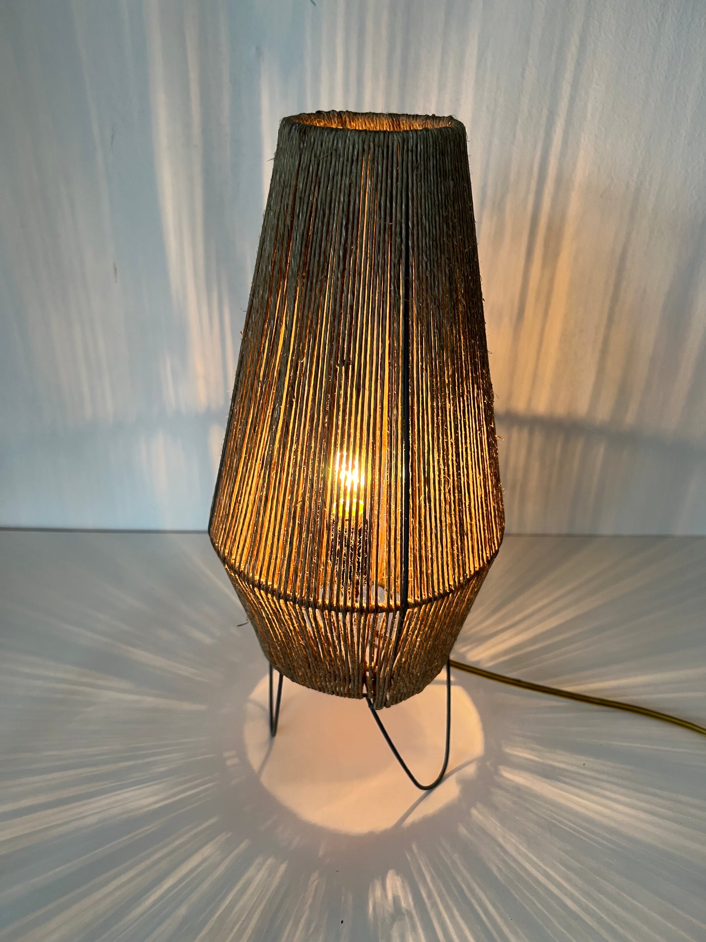 Mid Century Raffia Table Lamp