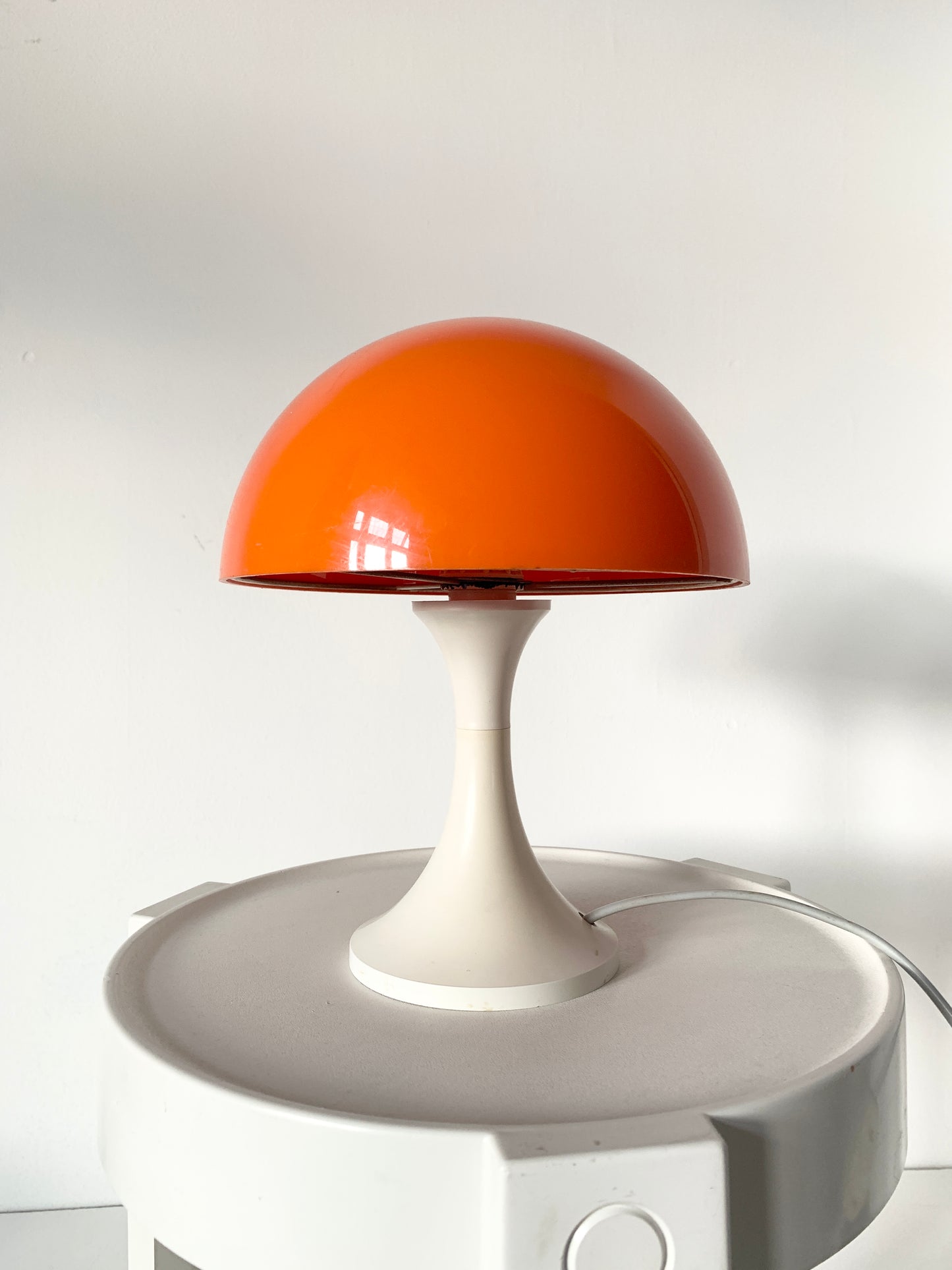 Vintage 1970's Orange & White Mushroom Lamp