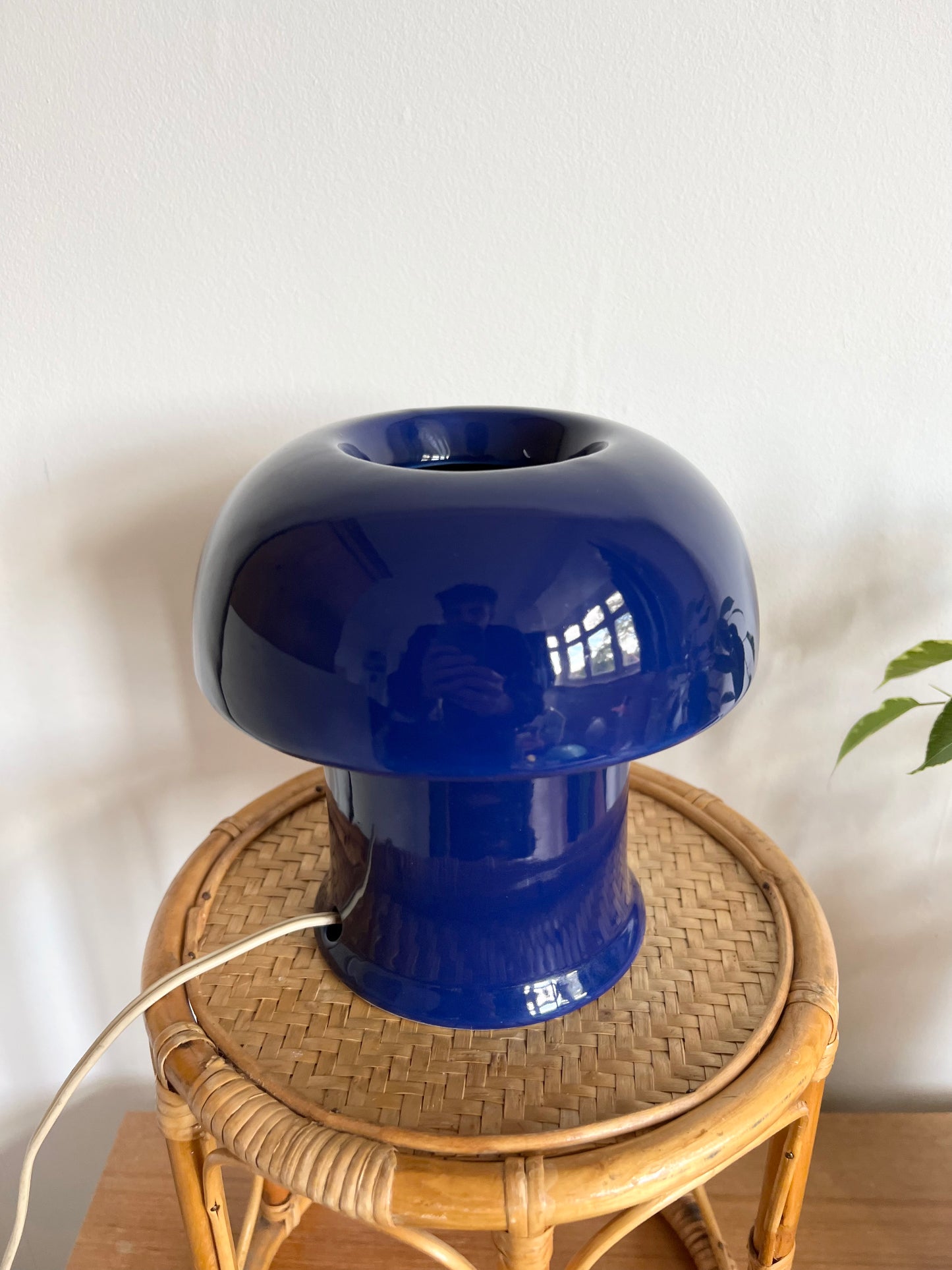 Mid Century Navy Blue Ceramic Mushroom lamp