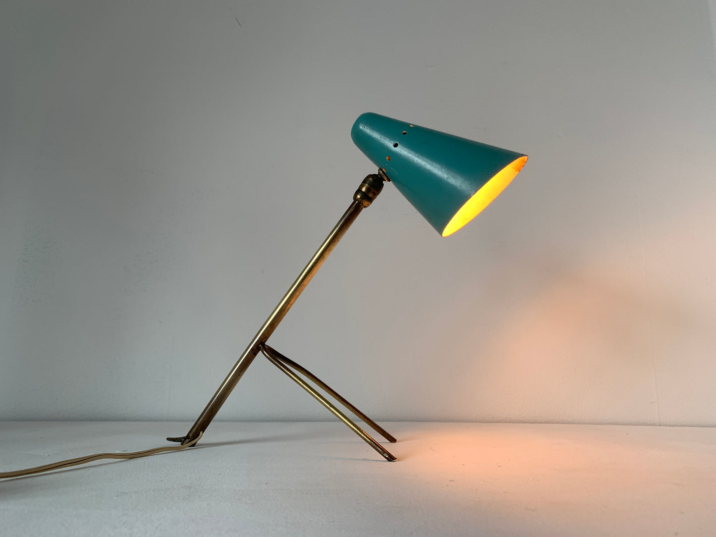 Turquoise Tripod Lamp by Jean Boris Lacroix