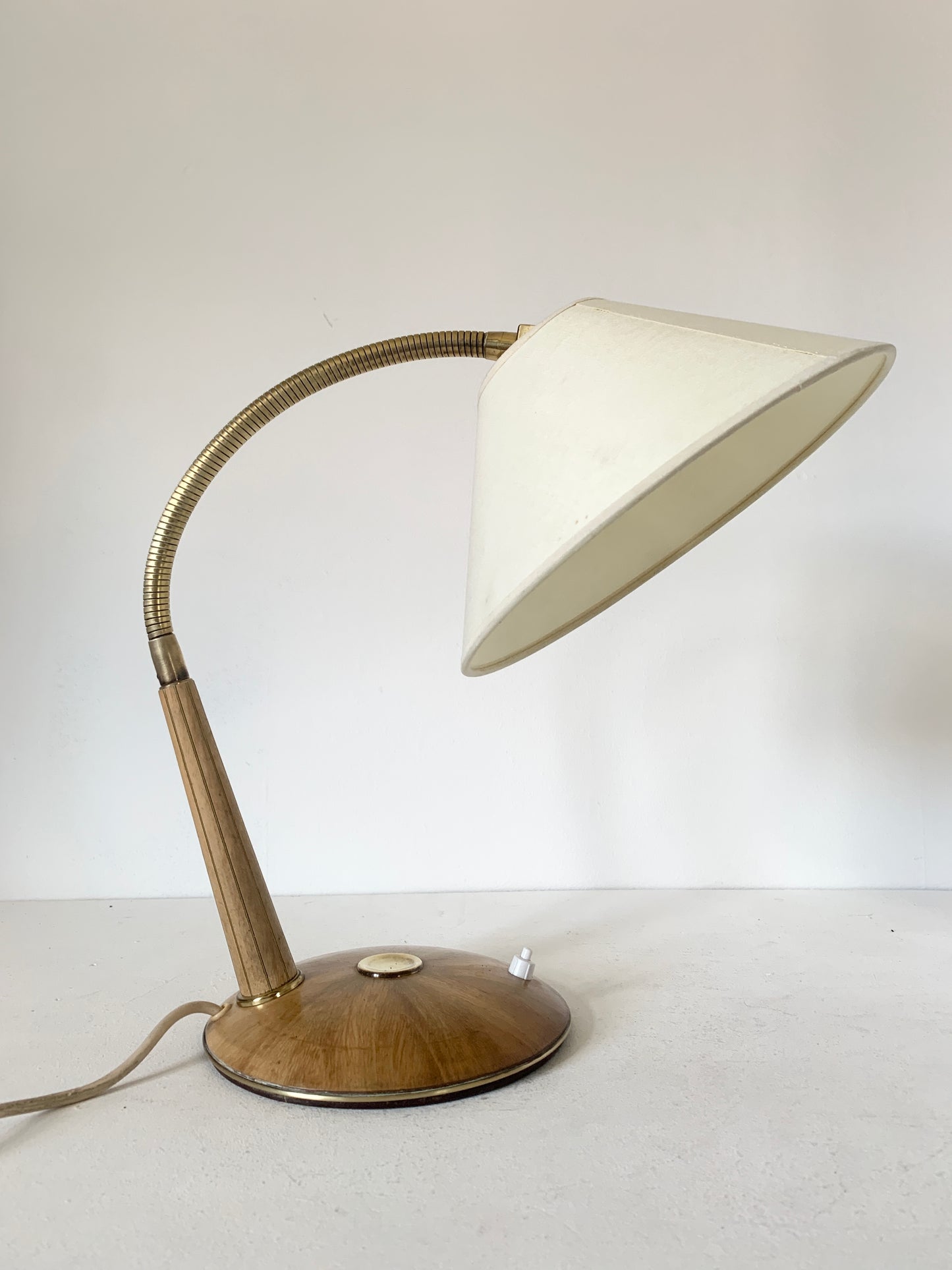 Mid Century Brass and Teak Desk Lamp by Temde