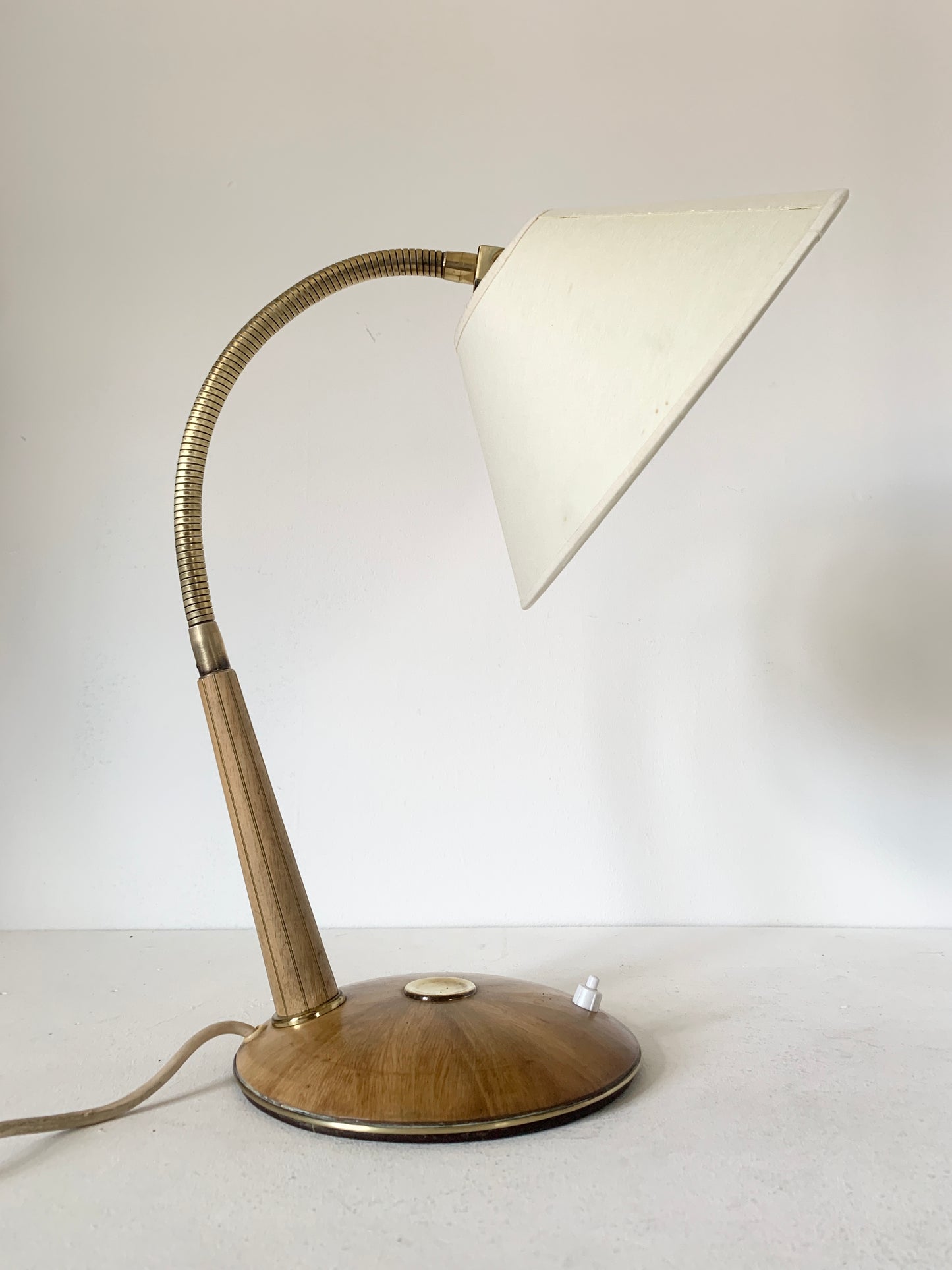 Mid Century Brass and Teak Desk Lamp by Temde