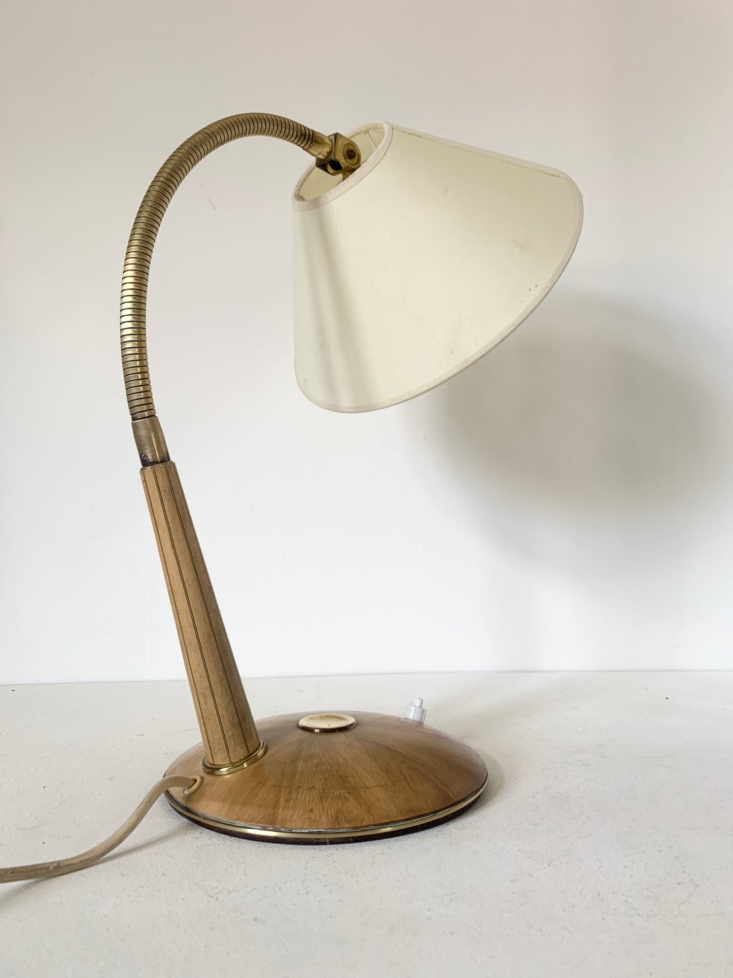 Mid Century Brass and Teak Desk Lamp by Temde