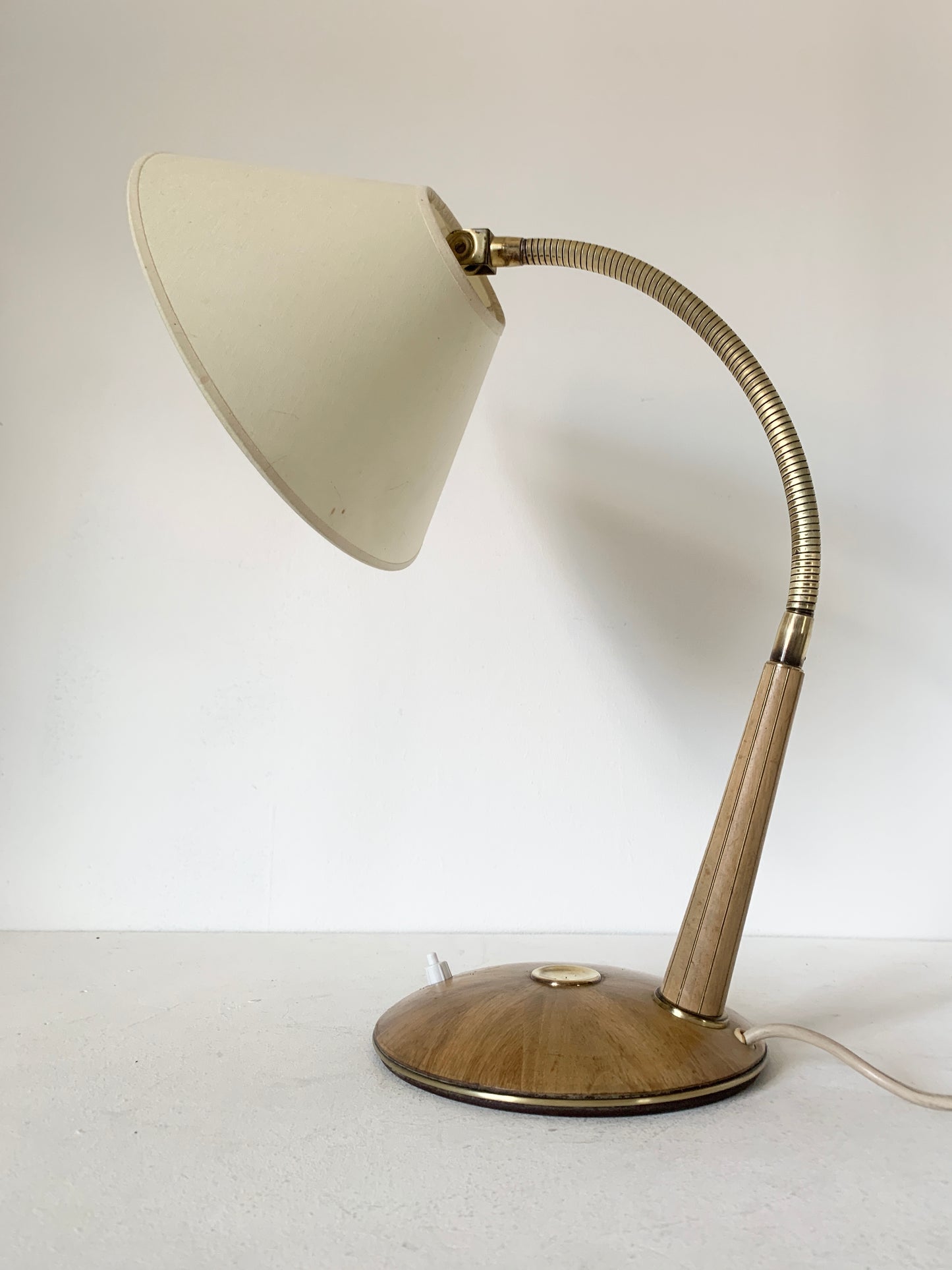 Mid Century Brass and Teak Desk Lamp by Temde