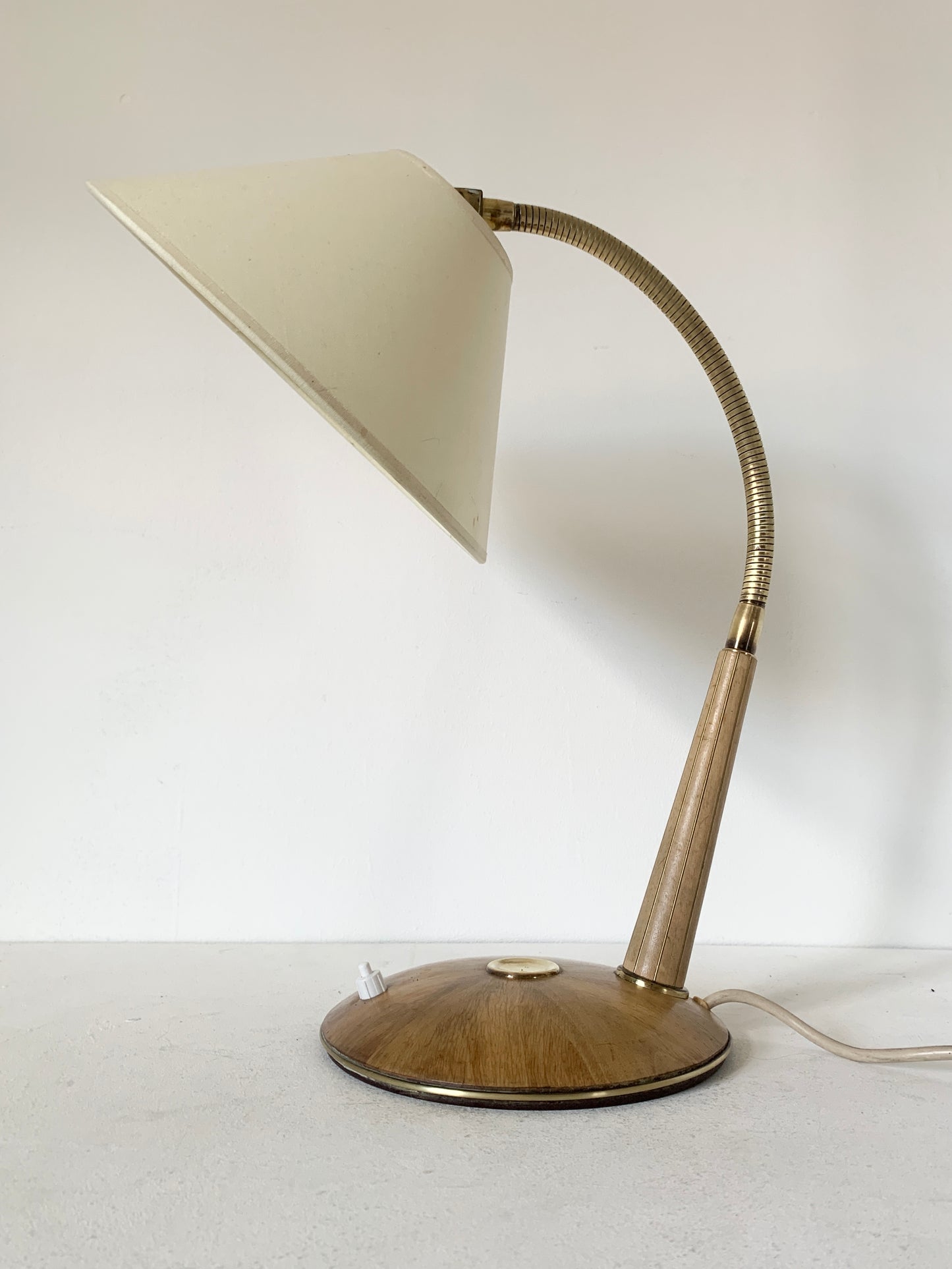 Mid Century Brass and Teak Desk Lamp by Temde