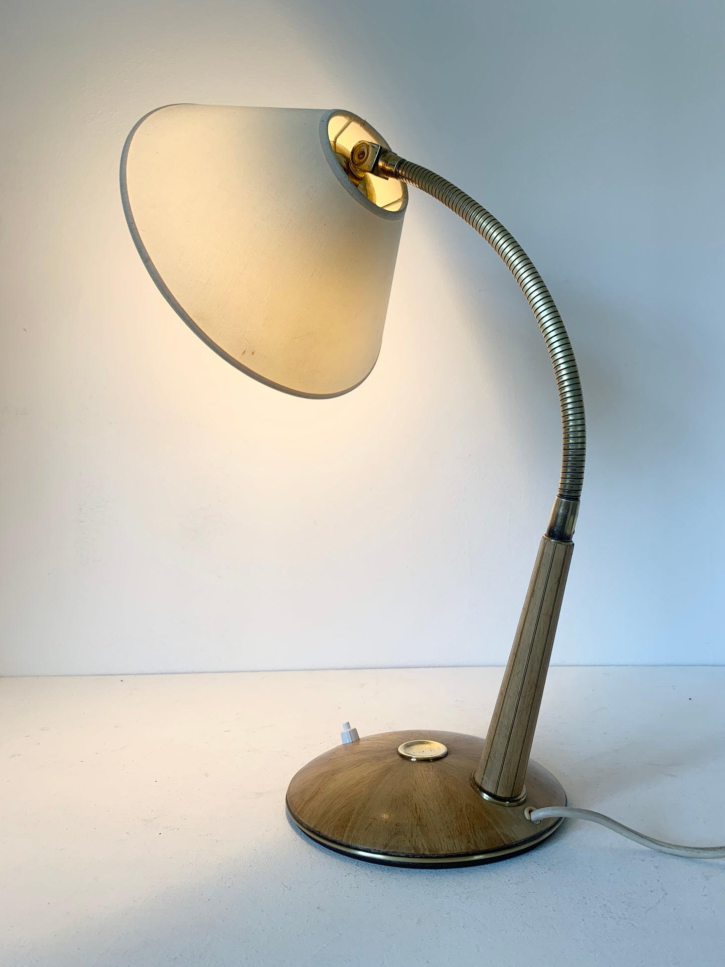 Mid Century Brass and Teak Desk Lamp by Temde