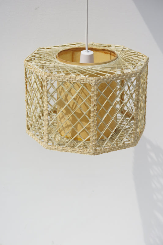 Mid Century Woven Cane/Rattan Octagonal Ceiling Lampshade