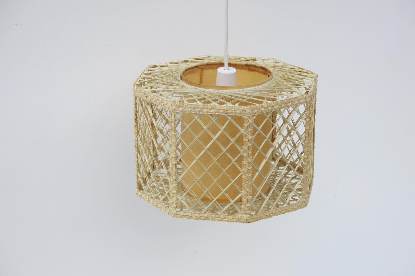 Mid Century Woven Cane/Rattan Octagonal Ceiling Lampshade