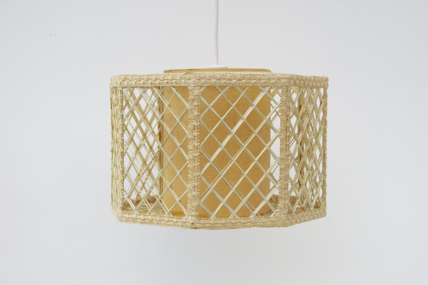 Mid Century Woven Cane/Rattan Octagonal Ceiling Lampshade