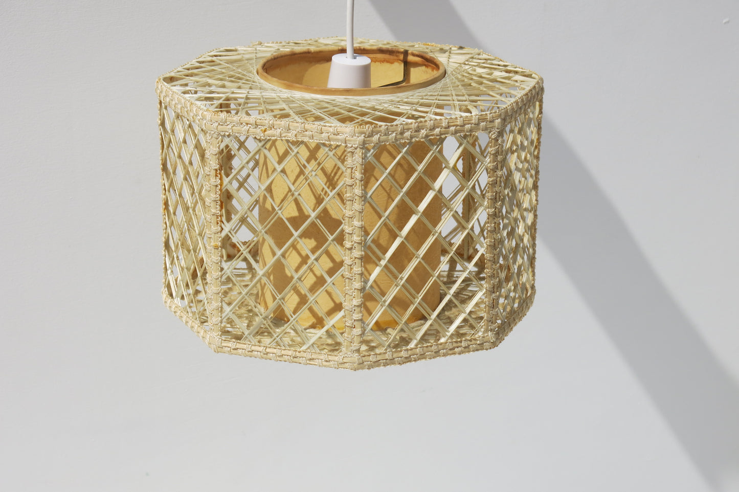 Mid Century Woven Cane/Rattan Octagonal Ceiling Lampshade