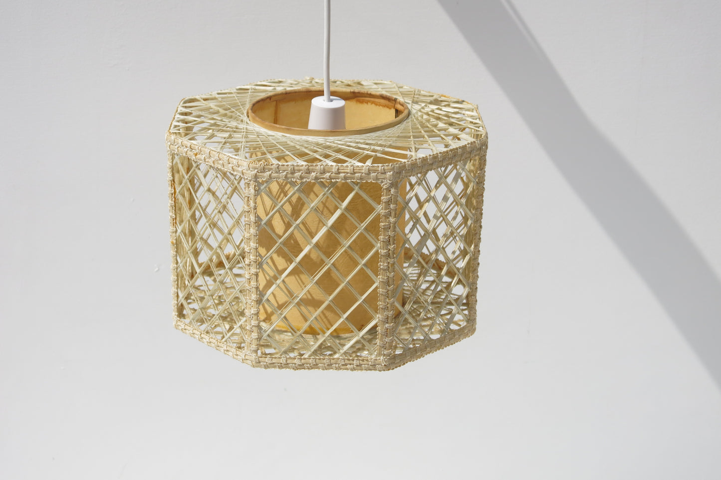 Mid Century Woven Cane/Rattan Octagonal Ceiling Lampshade