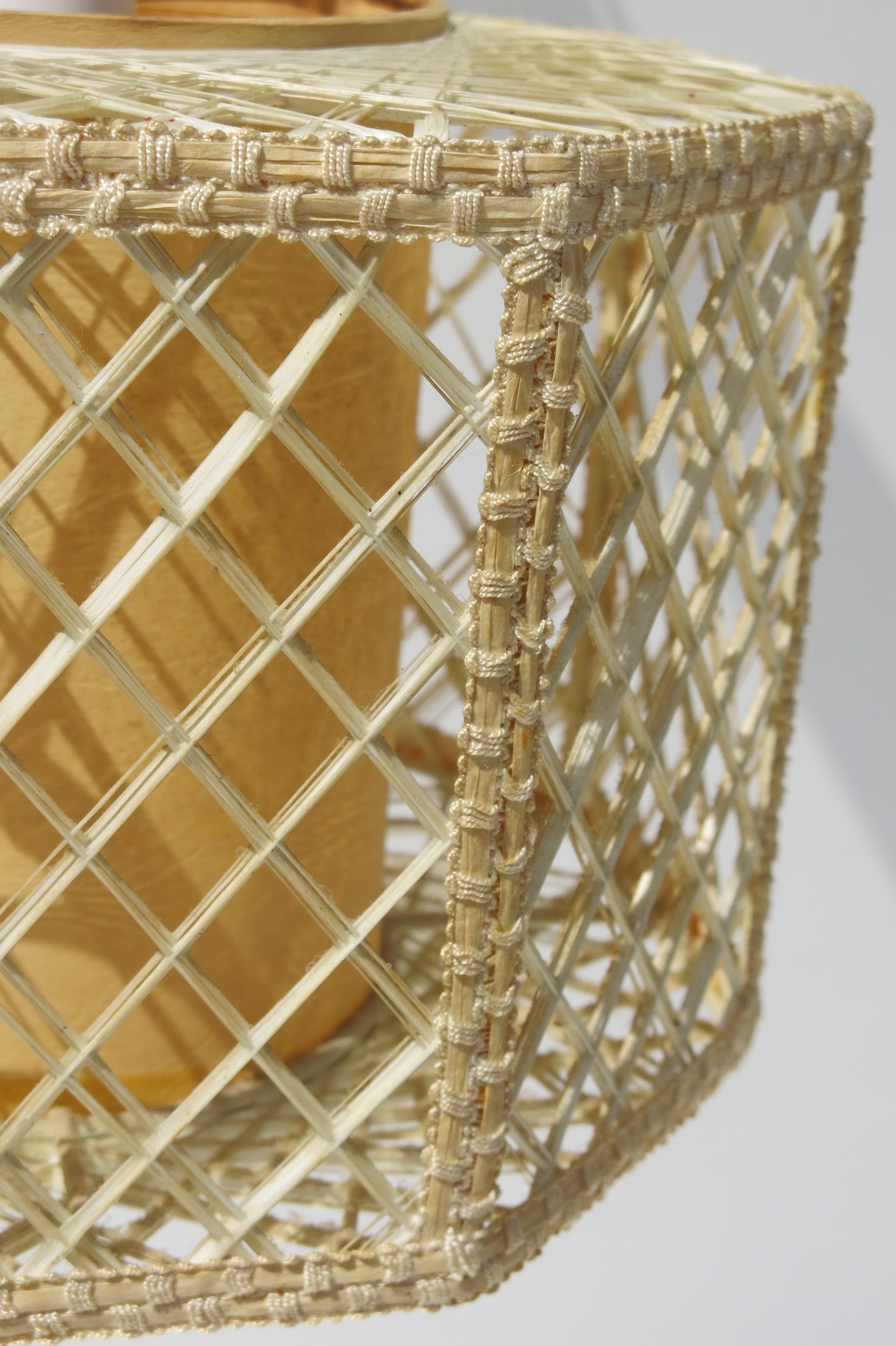 Mid Century Woven Cane/Rattan Octagonal Ceiling Lampshade